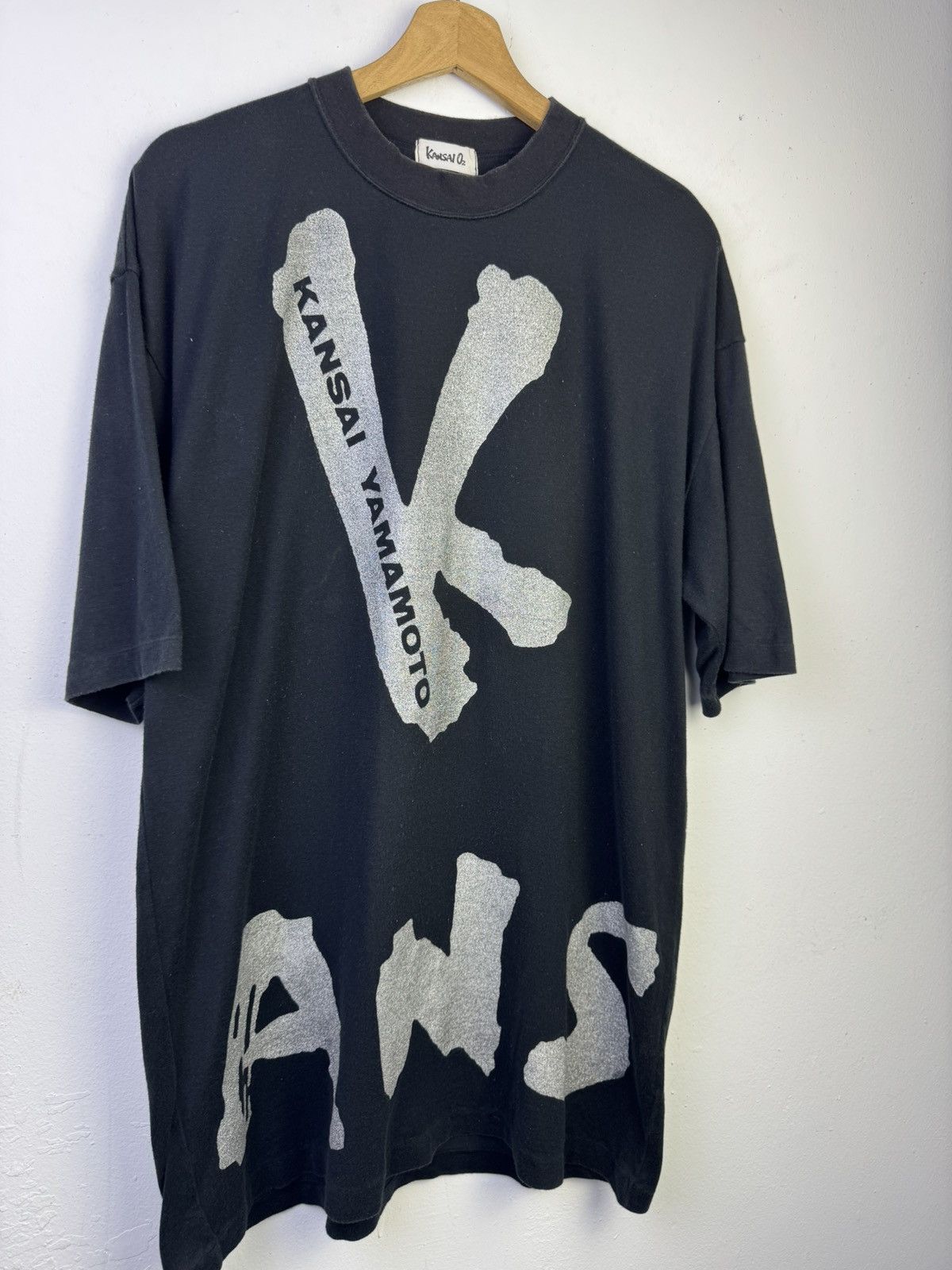 Kansai Yamamoto Vintage Kansai Yamamoto black t-shirt Big Logo Size US XL / EU 56 / 4 - 4 Thumbnail