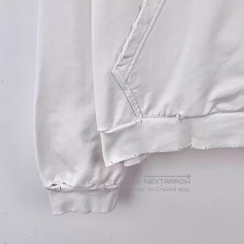 Balenciaga Balenciaga White Ripped Design Cotton Hooded Long Sleeve S Size US XS / EU 42 / 0 - 5 Thumbnail