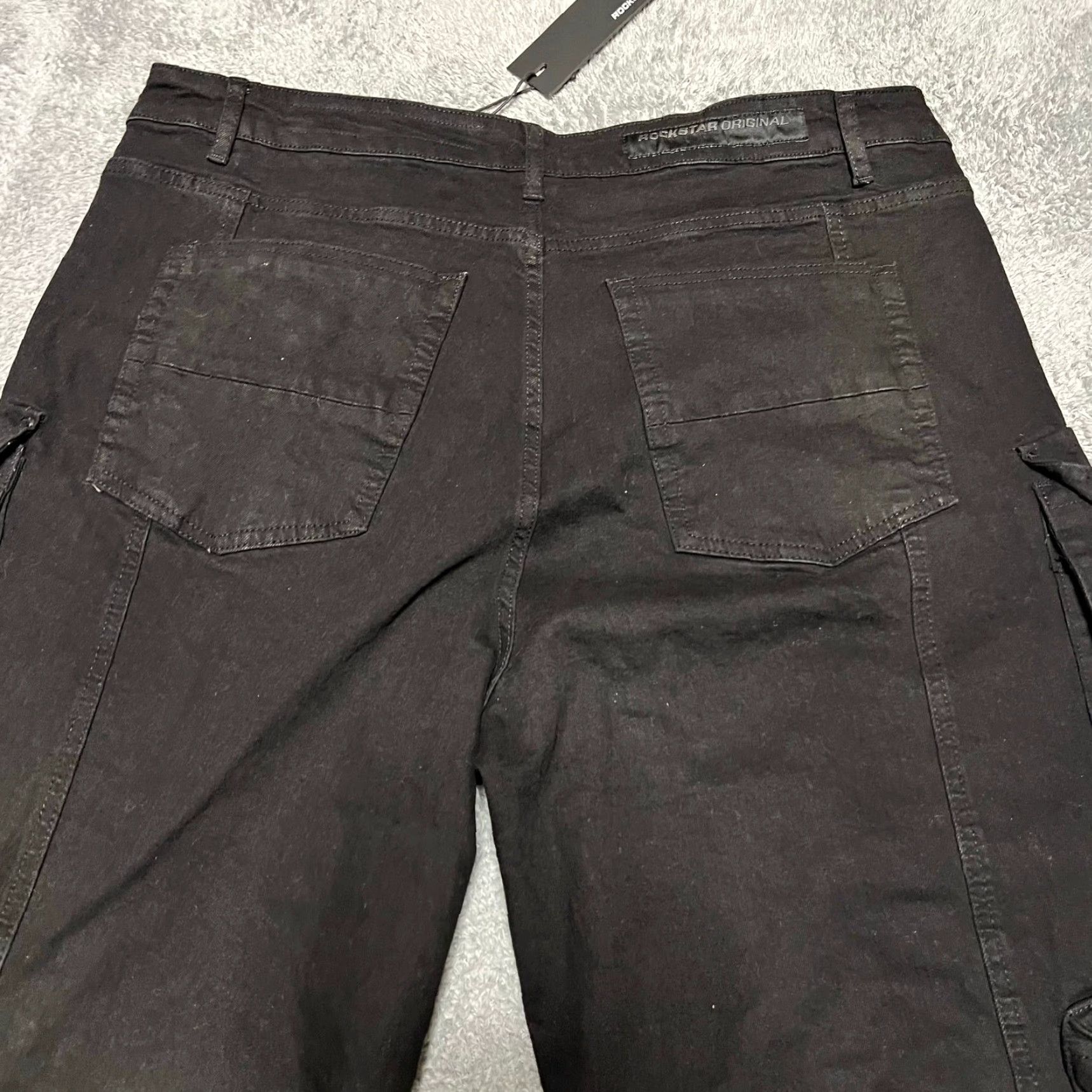 Vintage Rockstar Denim Men Cargo Jeans Black 38 x34.5 Baggy Regular Inseam 34 RSM Mahesh Size US 38 / EU 54 - 6 Thumbnail