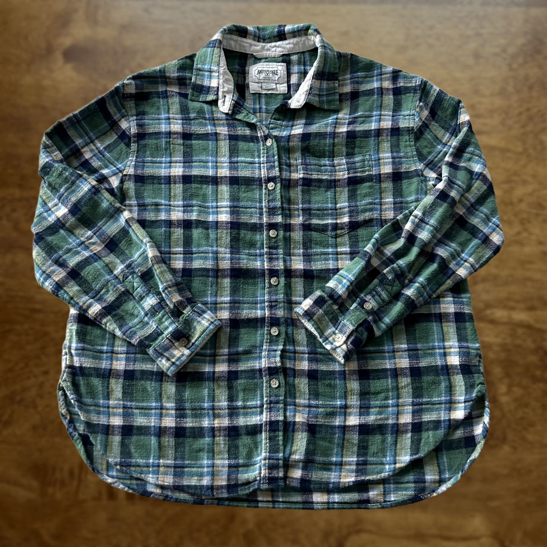 Vintage American Eagle Shirt Mens Medium Green Plaid Long Sleeve Button Up Flannel Size US M / EU 48-50 / 2 - 1 Thumbnail