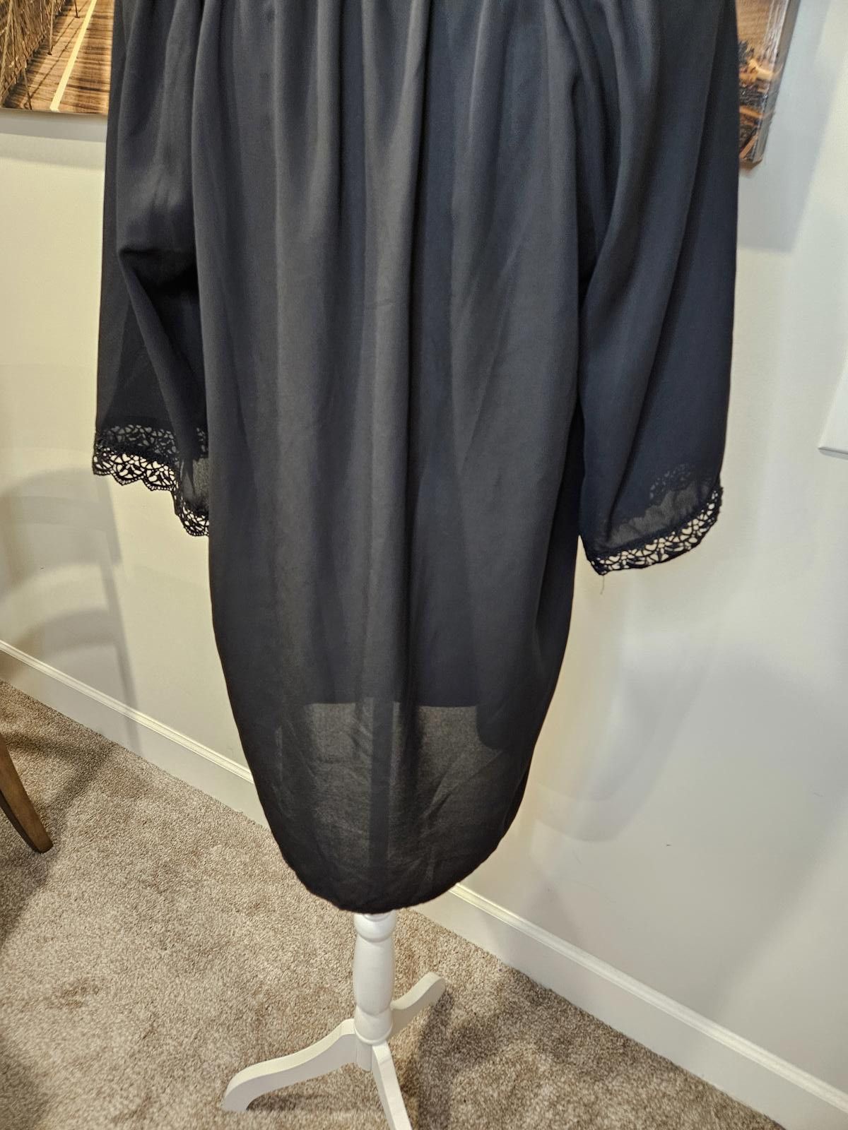 Designer Soteer Black Lace-Trim Tunic Coverup #501 Size ONE SIZE - 5 Thumbnail