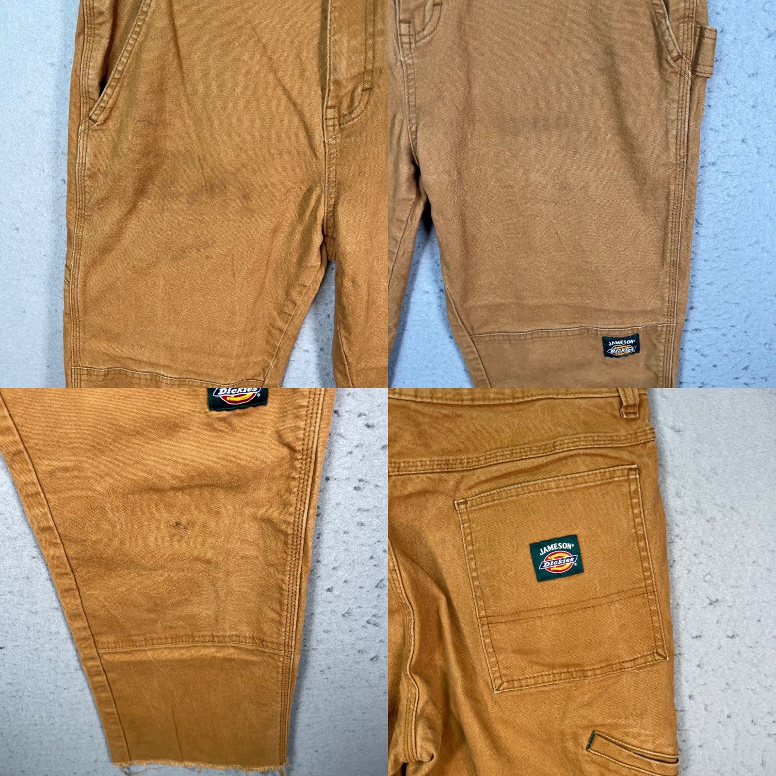 Dickies Dickies x Jameson Mens Pants Carpenter 33 x 25 Tan Brown Distressed Hem Workwear Canvas Cotton Straight Inseam 25in Mens Size US 33 - 9 Thumbnail