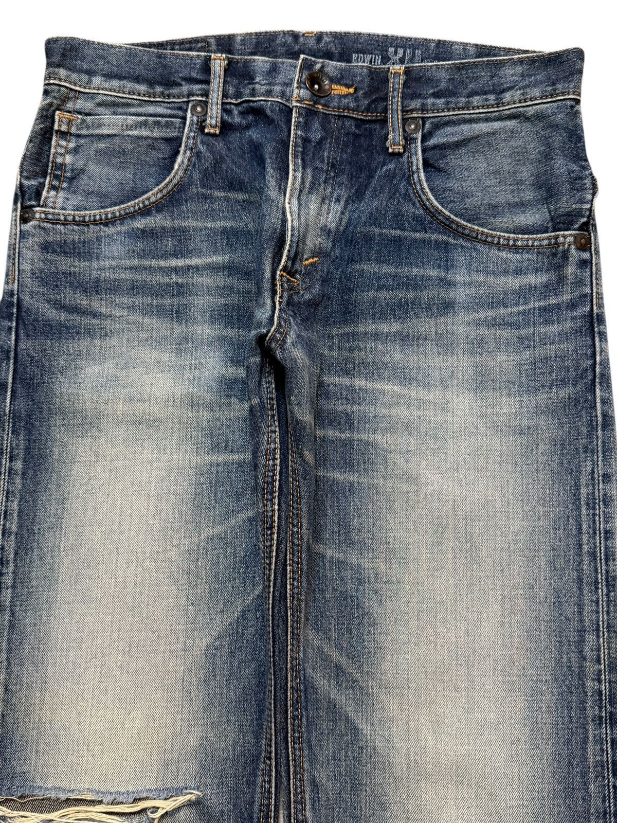 Edwin Vintage 90s Edwin XV Blue Faded Wash Whiskers Distressed Size US 32 / EU 48 - 3 Thumbnail