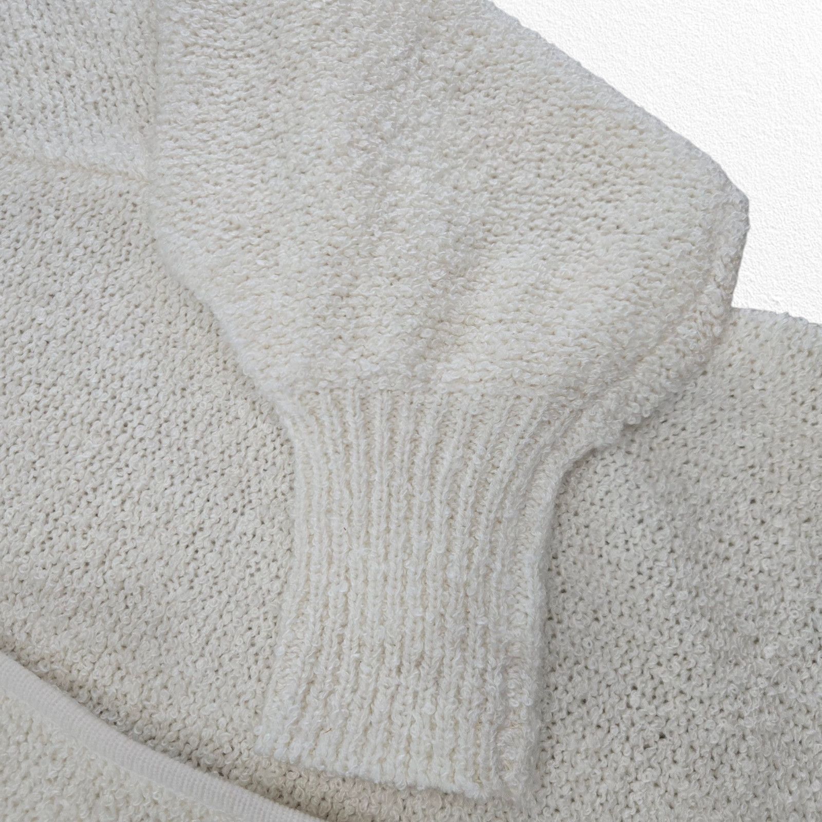 Vintage 90s White Ivory Textured Knit Open Front Cardigan Size 2XL Size XXL / US 16-18 / IT 52-54 - 7 Thumbnail