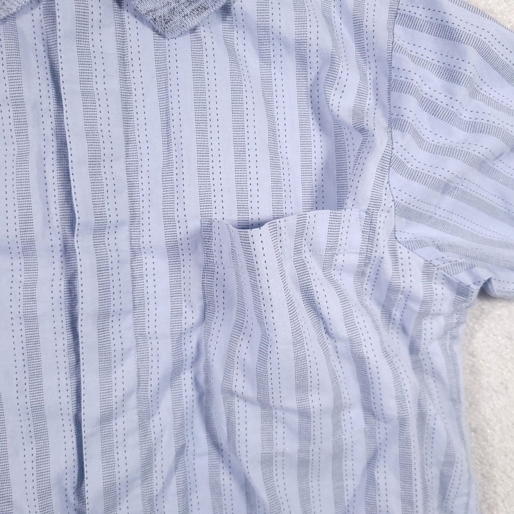 Vintage VINTAGE Manhattan Dress Shirt Light Blue Stripe Button Up Shirt Mens M USA Short Sleeve, Cotton, Regular Fit, Collared, Spread Collar, Button Closure Size US M / EU 48-50 / 2 - 6 Thumbnail