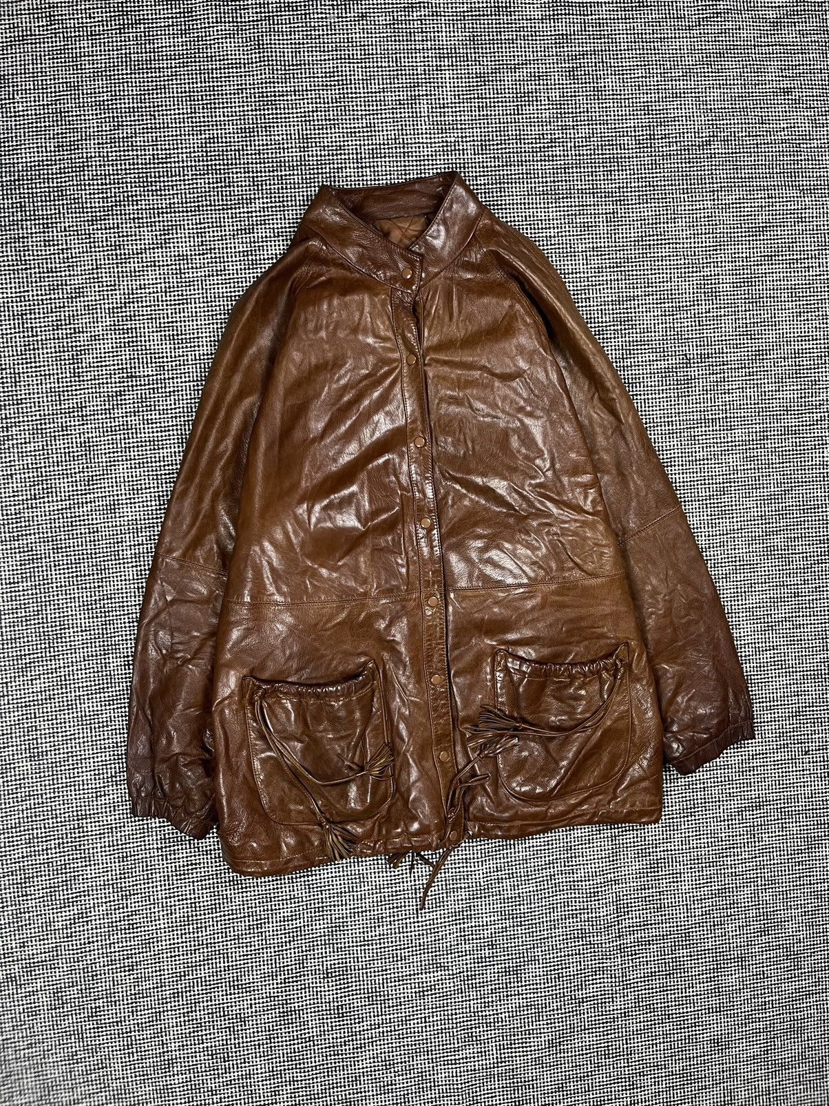 Genuine Leather Vintage genuine leather coat/parka with fringes cowboy style Size US L / EU 52-54 / 3 - 1 Thumbnail