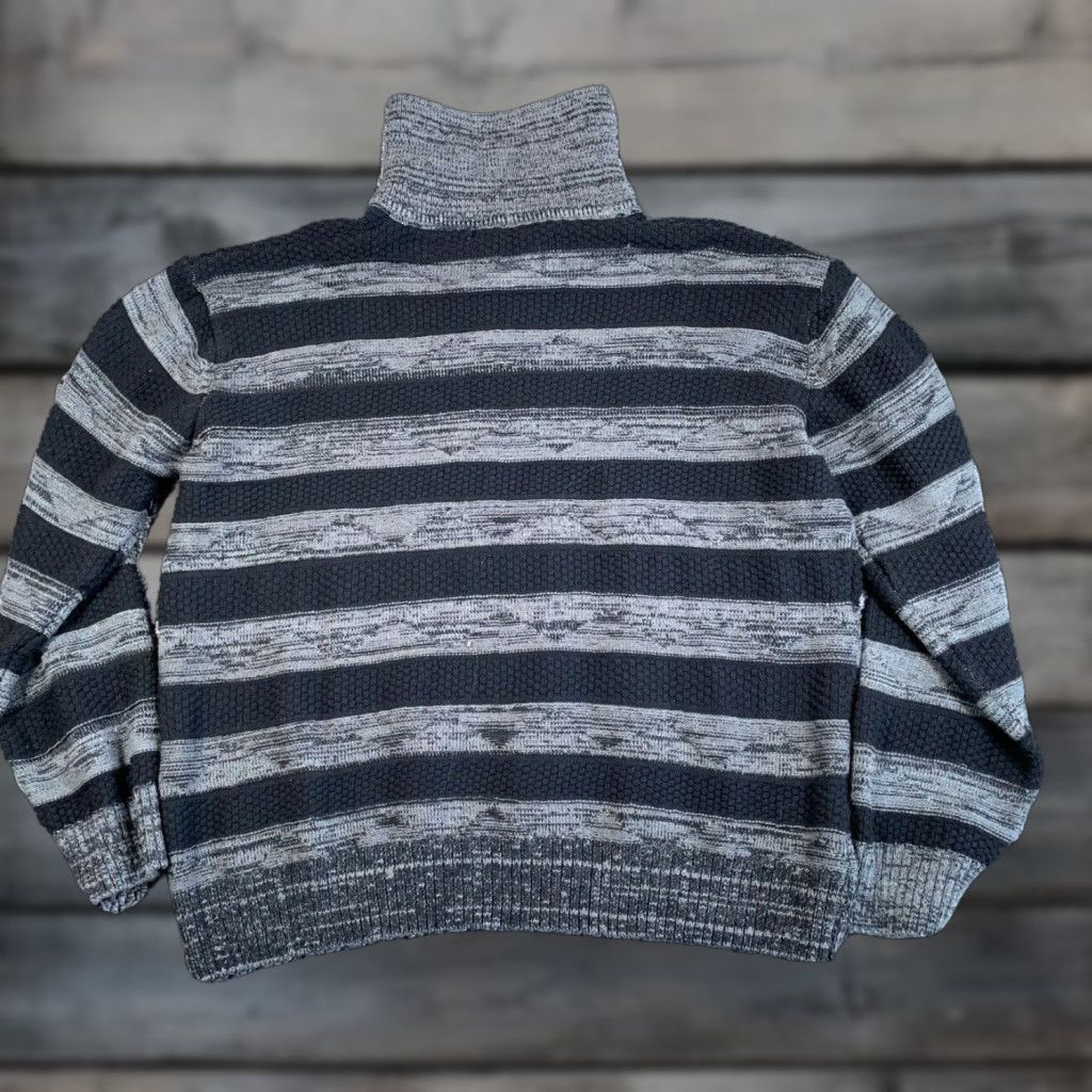 Vintage Pronti Striped 1/4 Zip Sweater Mens Adult Big 2X Gray Black Heavyweight Collared Pullover Knit Wool Acrylic Nylon Polyester Size US XXL / EU 58 / 5 - 1 Thumbnail