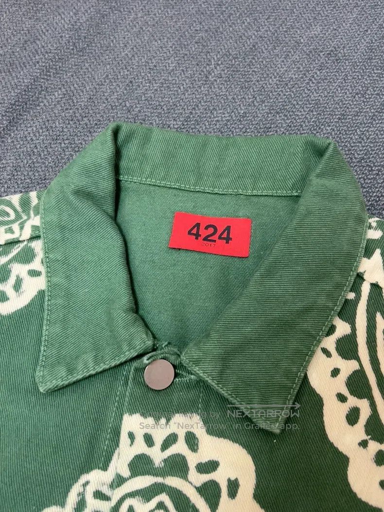424 424 Green Cashew Flower Denim Jacket Size US M / EU 48-50 / 2 - 2 Thumbnail