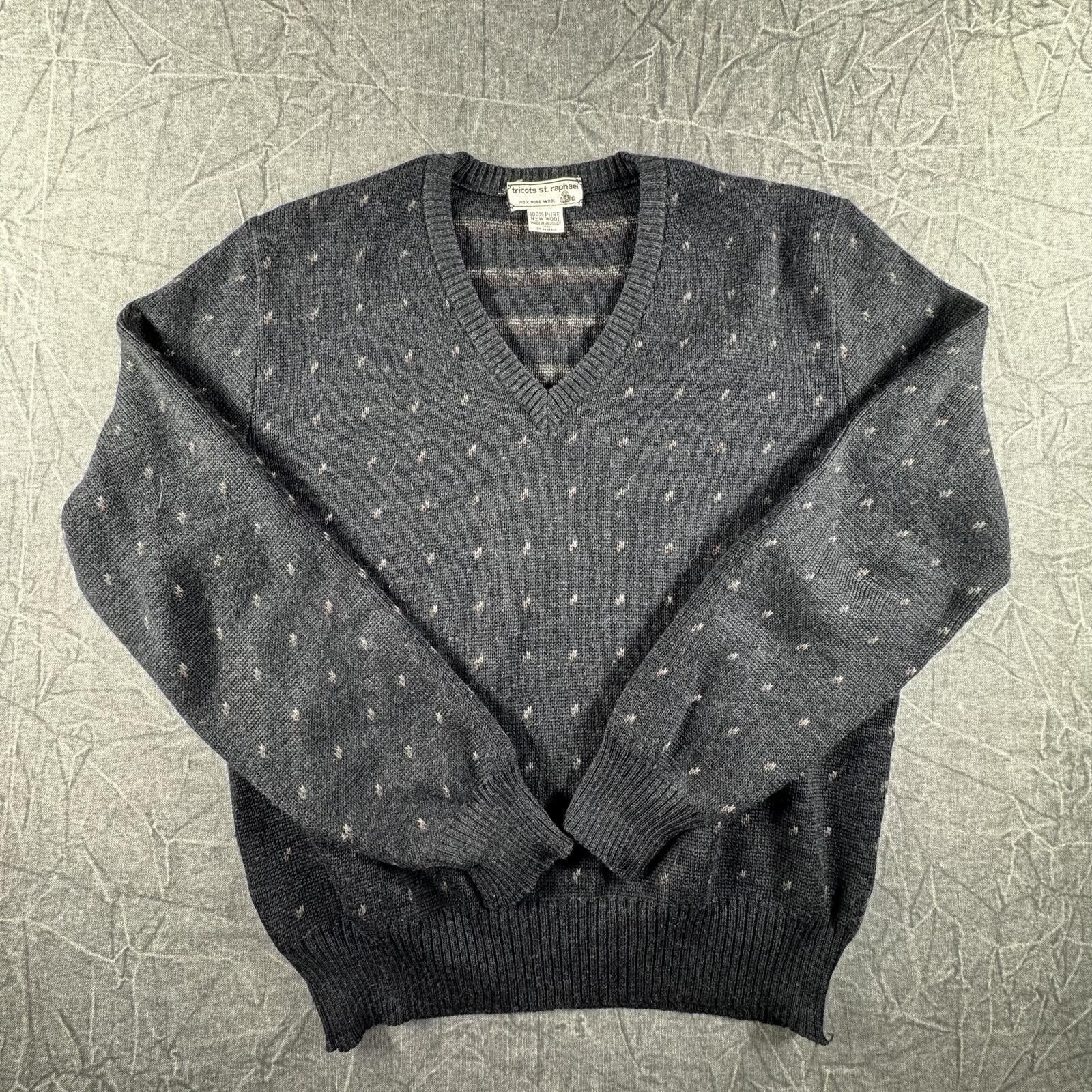 Tricots St. Raphael Tricots St. Raphael Sweater Men's Black Pure Wool V-Neck VTG Size US M / EU 48-50 / 2 - 2 Thumbnail