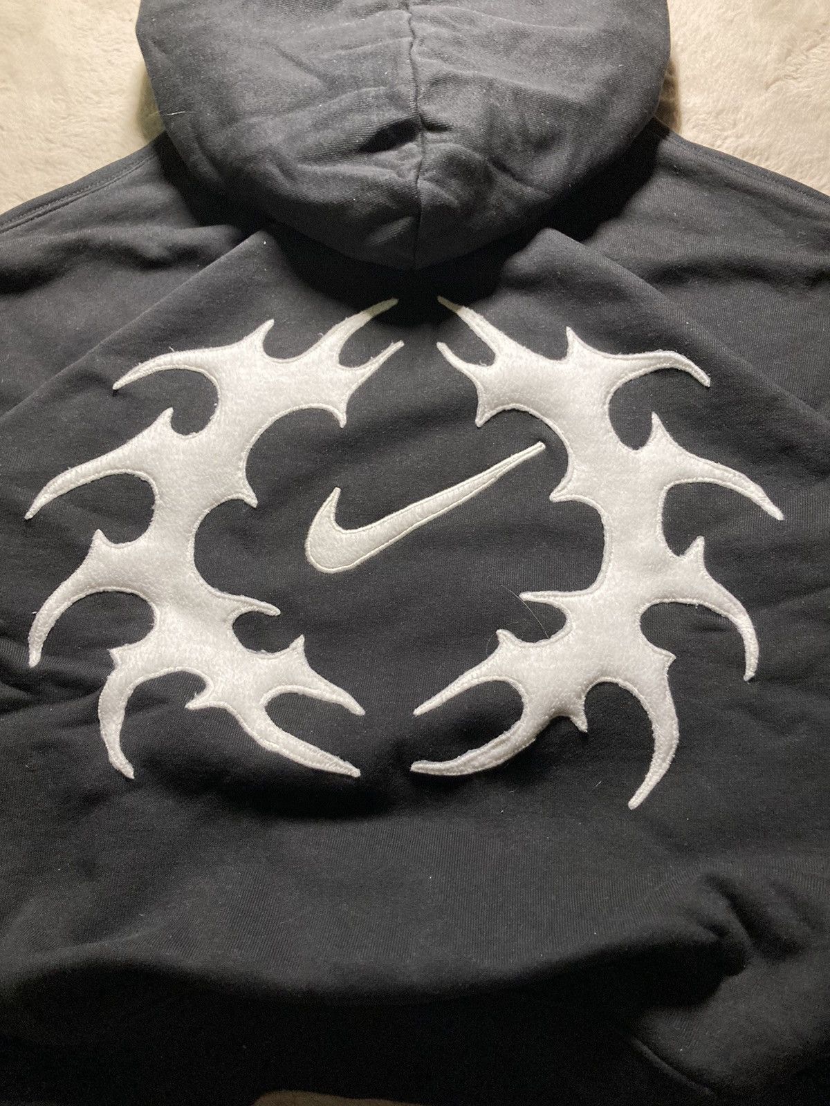 Nike ⛩️Nike Custom Hoodie Rare Y2K Punk Rock Devil Cross Hearts⛩️ Size US L / EU 52-54 / 3 - 3 Thumbnail