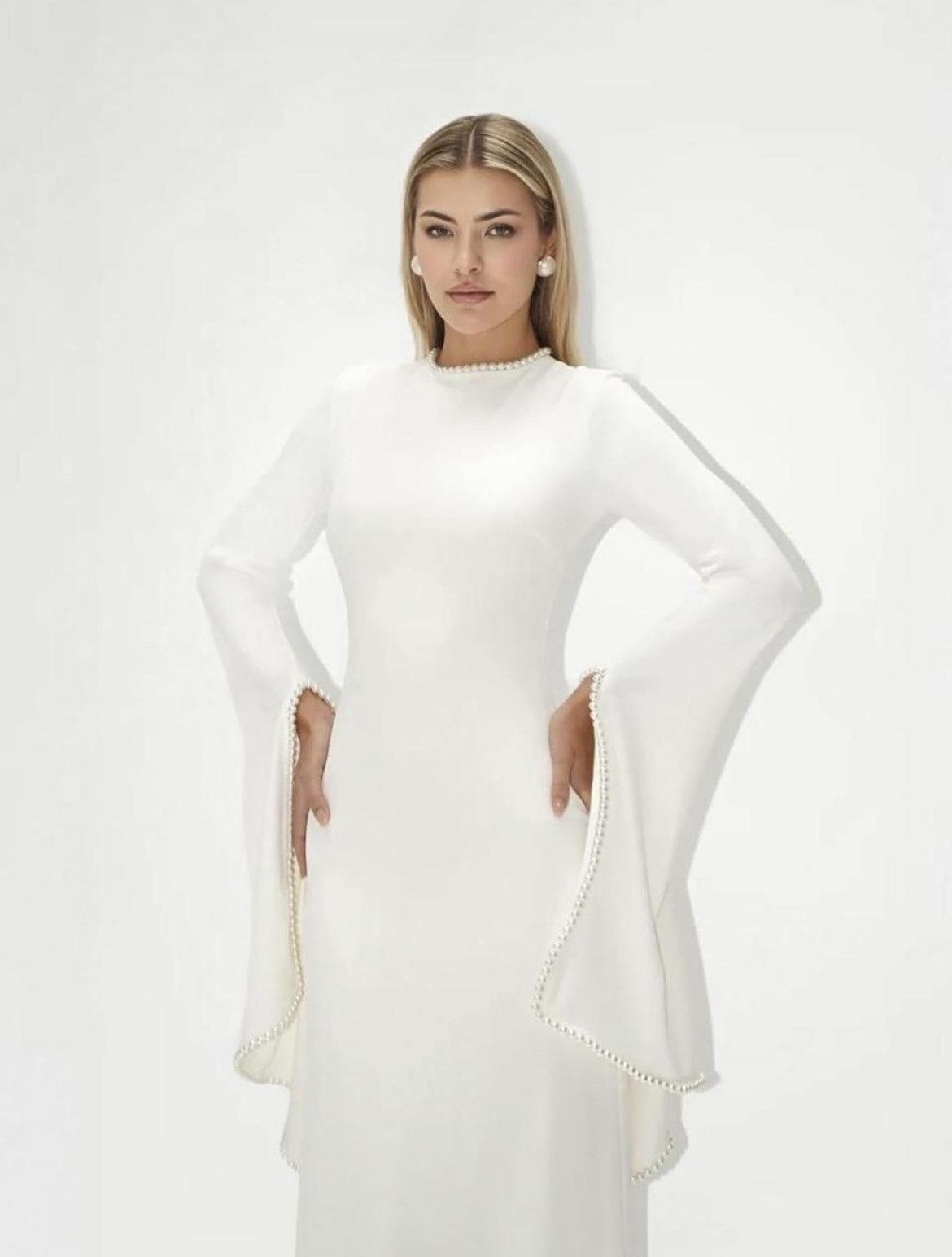 Other Khanums Kadela Ivory Long Sleeve Maxi Gown (BNWT) Size XS / US 0-2 / IT 36-38 - 4 Thumbnail