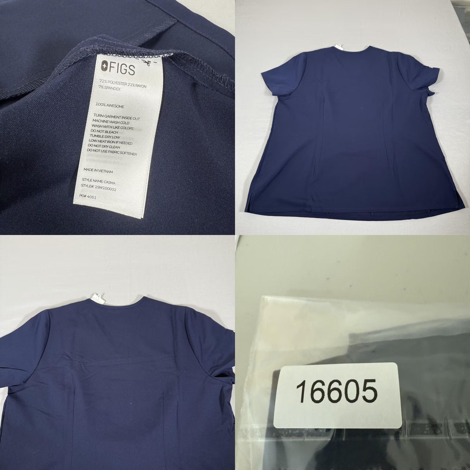 Vintage FIGS Scrub Top Womens Casma Technical Collection V-Neck 3 Pocket Stretch Shirt 3XL Blue Size XXL / US 16-18 / IT 52-54 - 8 Thumbnail