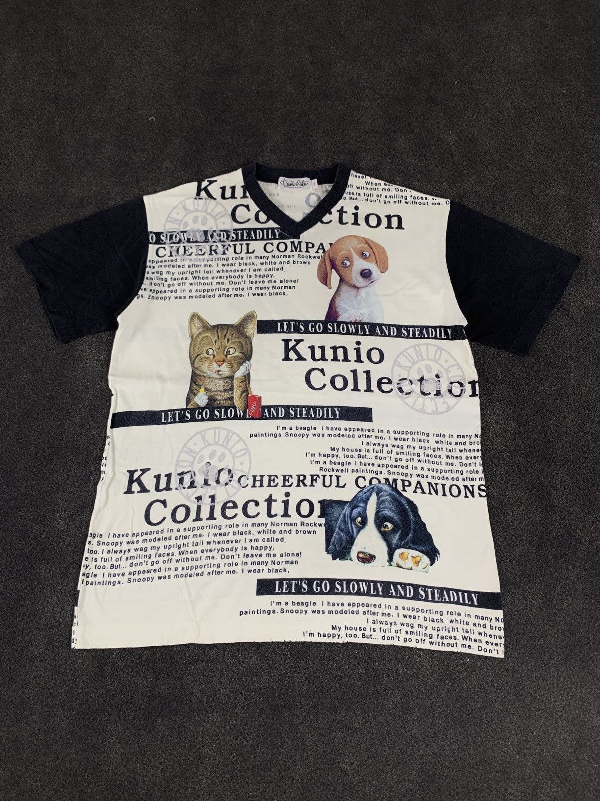 Japanese Brand Vintage Kunio Collection All-Over Print V-Neck T-Shirt Size US M / EU 48-50 / 2 - 2 Thumbnail