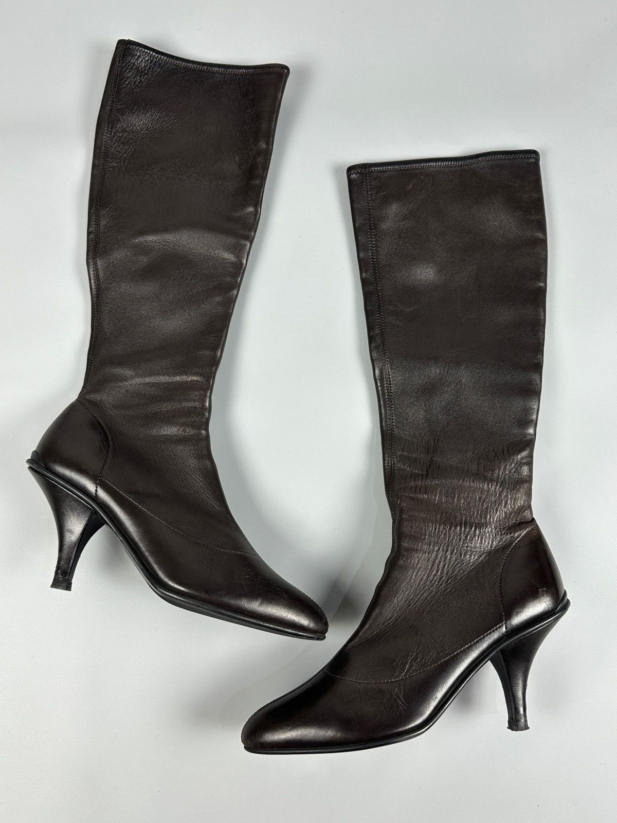 Prada Vintage Prada Soft Brown Leather Nappa Stretch Heels Boots Size US 6 / IT 36 - 1 Thumbnail