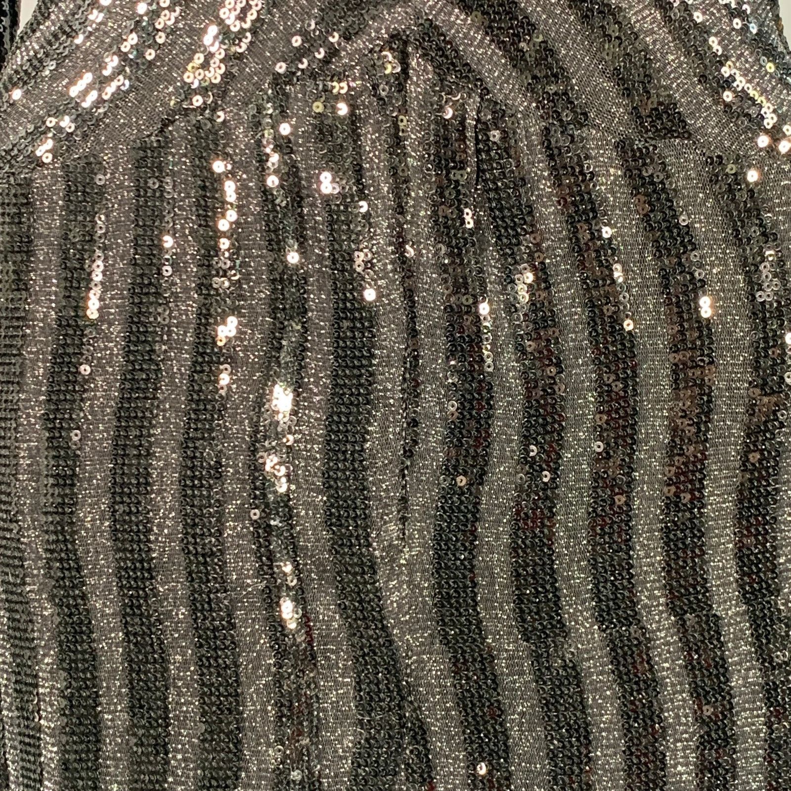 John Richmond Size M Black Silver Polyester Sequined V-Neck Evening Gown Size M / US 6-8 / IT 42-44 - 3 Thumbnail