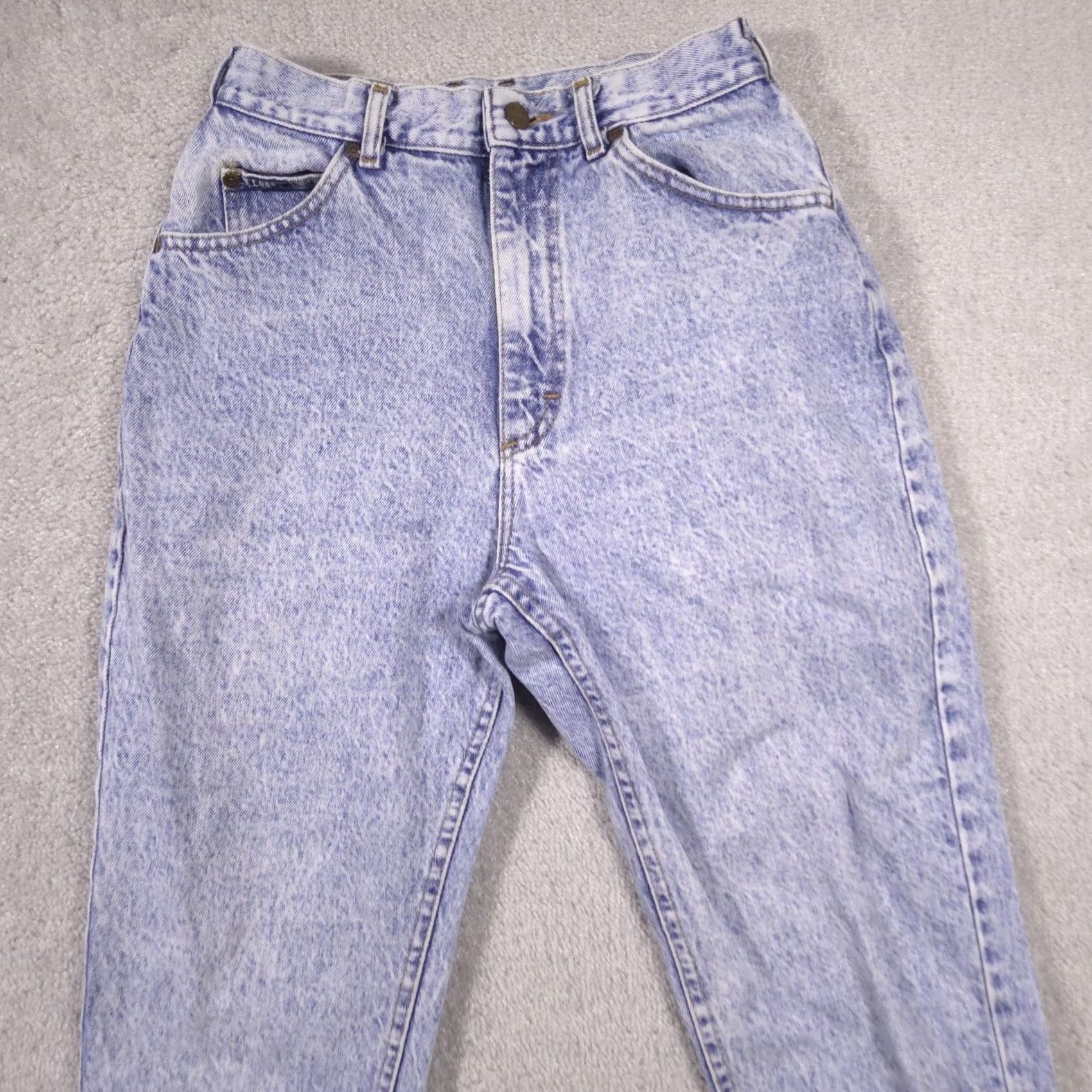 Lee VINTAGE Lee Jeans Womens 12P Blue Acid Wash High Rise Tapered Denim 80s Size 34" / US 12 / IT 48 - 3 Thumbnail