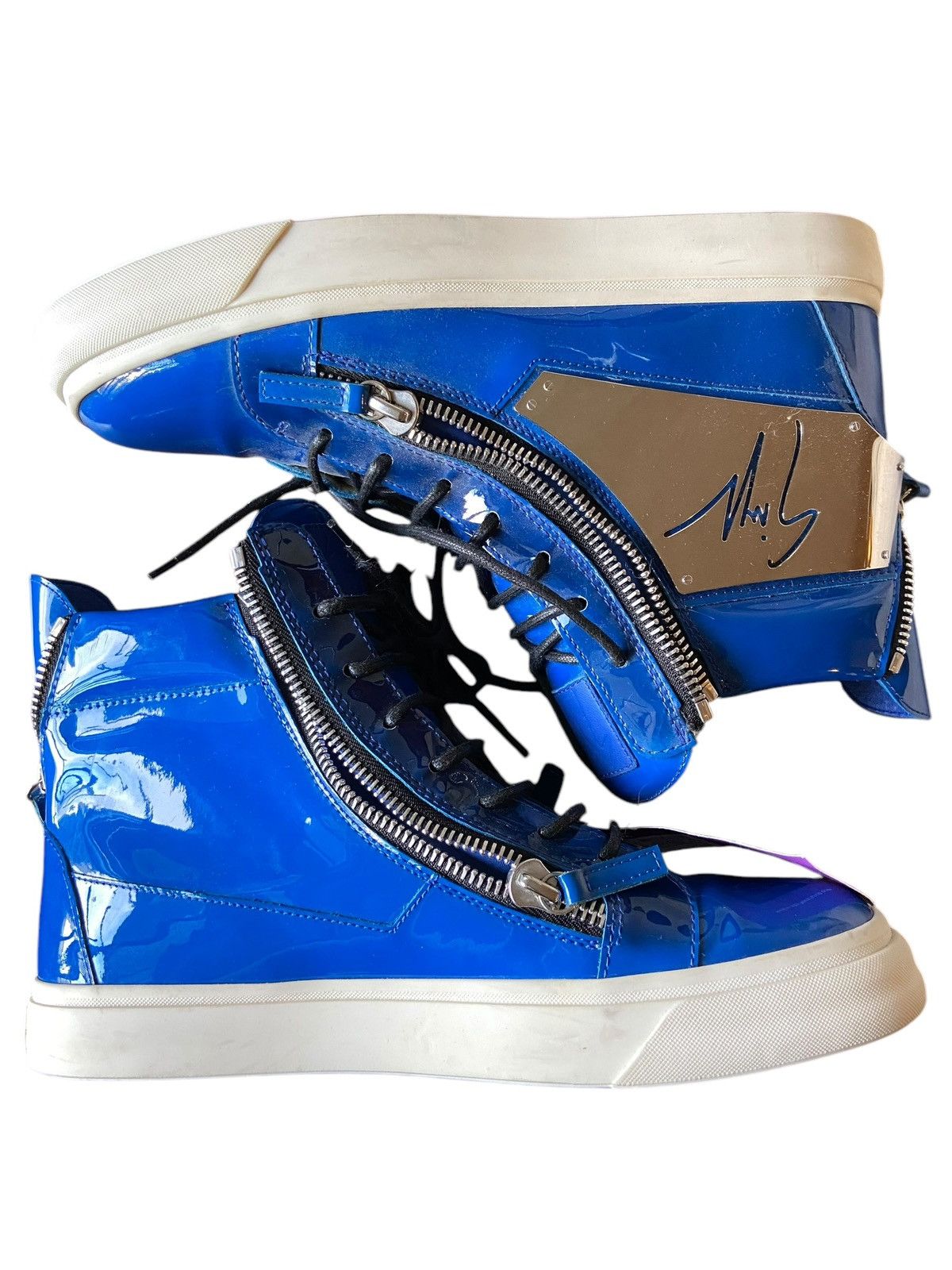 Giuseppe Zanotti Giuseppe Zanotti Mid-top Patent Leather Sneakers Size US 10 / EU 43 - 3 Thumbnail