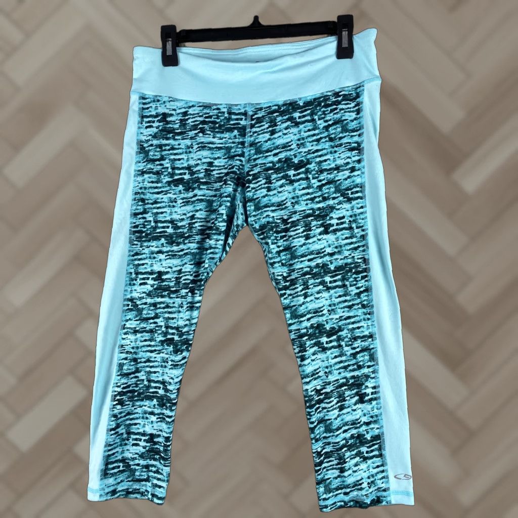 Champion Champion Leggings Women Cropped Turquoise Large 37-33 Activewear Elastic Waist Pockets Athletic Pants Women's Free Form Peculiar? Size 36" / US 14 / IT 50 - 1 Thumbnail