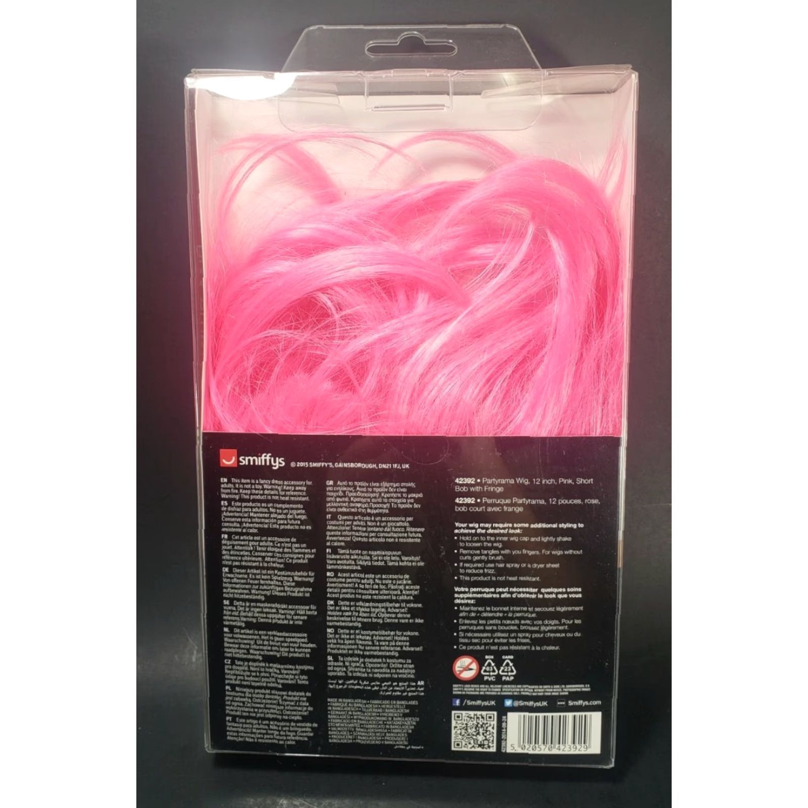 Vintage Ladies Bob Fancy Dress Wig Partyrama Costume Pink by Smiffys Cosplay Halloween Size ONE SIZE - 4 Thumbnail