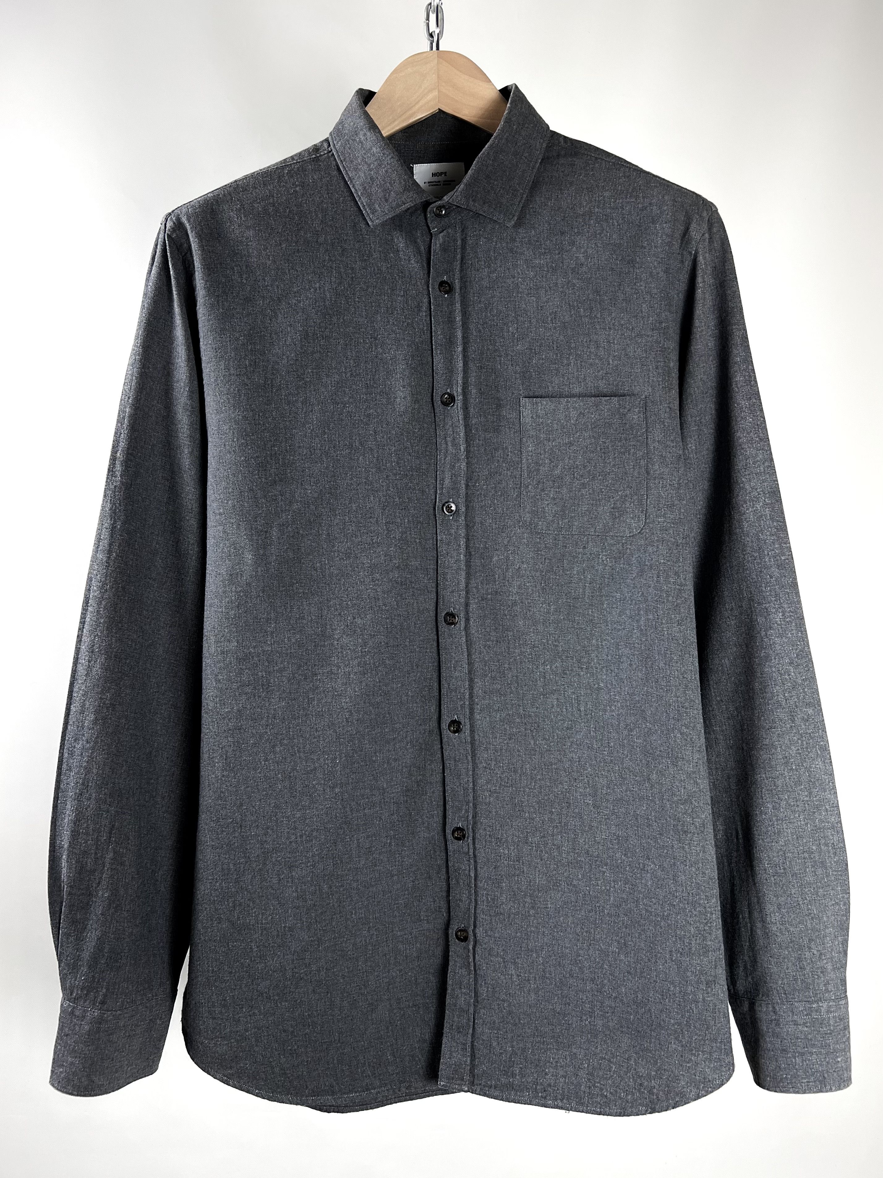 Hope Hope Flannel Narrow Fit Grey Long Sleeve Shirt Size US XL / EU 56 / 4 - 1 Thumbnail