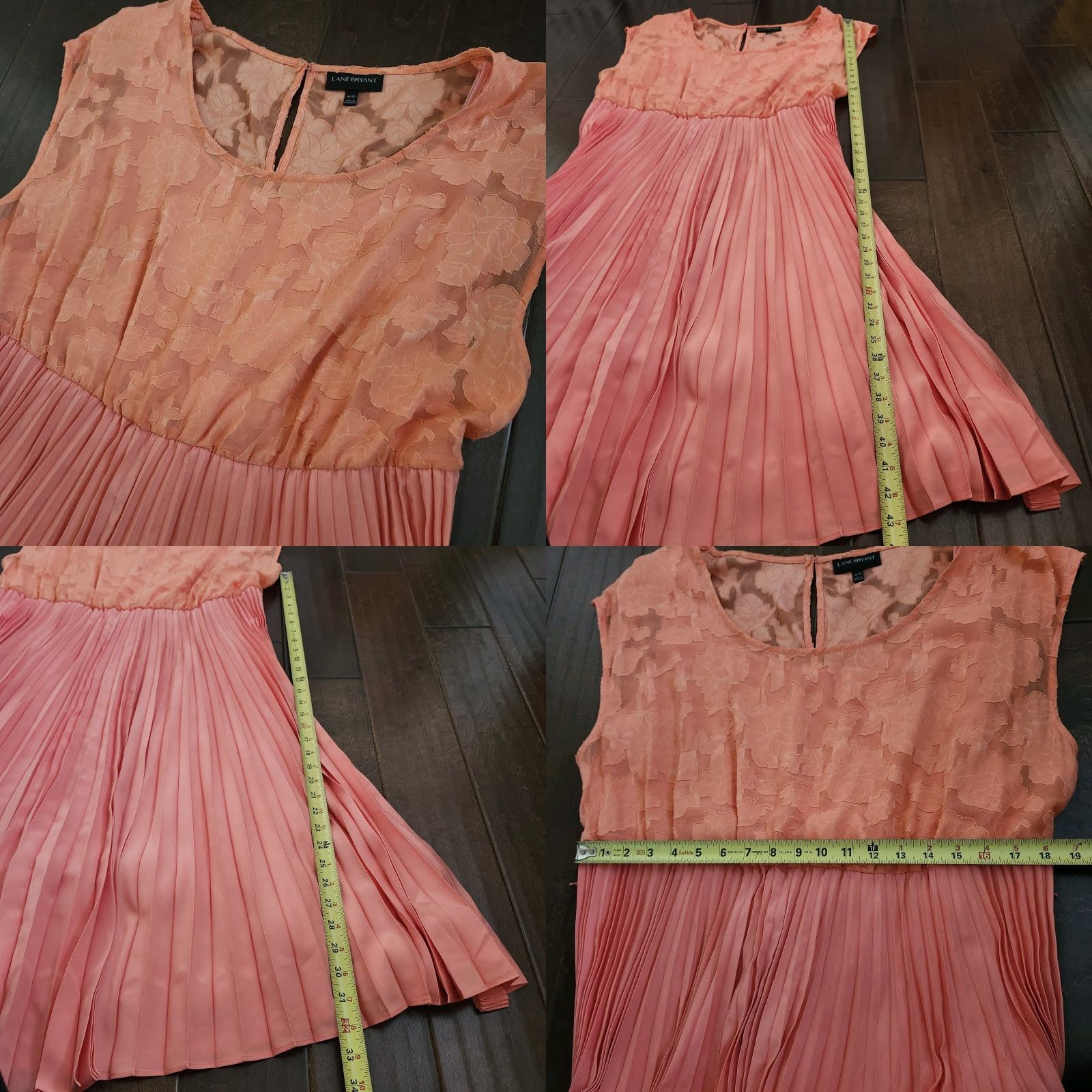 Vintage VINTAGE Lane Bryant Coral Lace Pleated Dress Womens 18/20 Midi Size XXL / US 16-18 / IT 52-54 - 8 Thumbnail