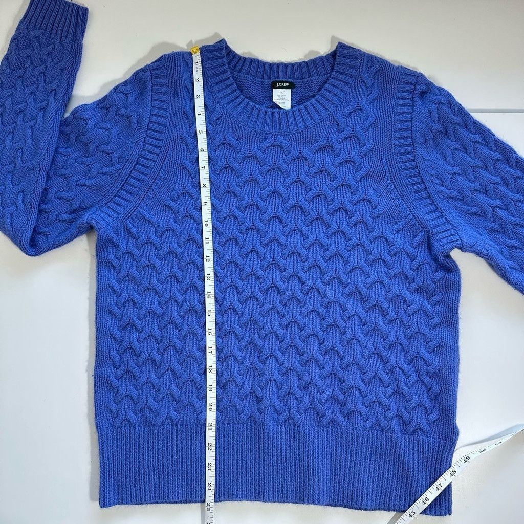 J.Crew J. Crew Cable Knit Wool Crewneck Pullover Sweater in Blue XL Size XL / US 12-14 / IT 48-50 - 8 Thumbnail