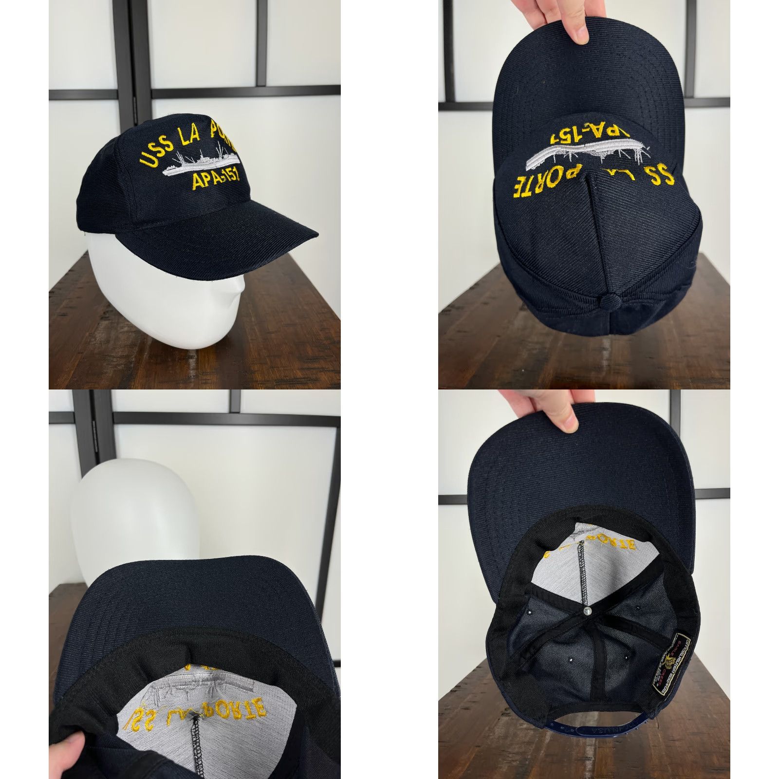Vintage USS La Porte Hat Cap Snap Back Adult Blue Navy Haskell Class Attack Transport Size ONE SIZE - 8 Thumbnail