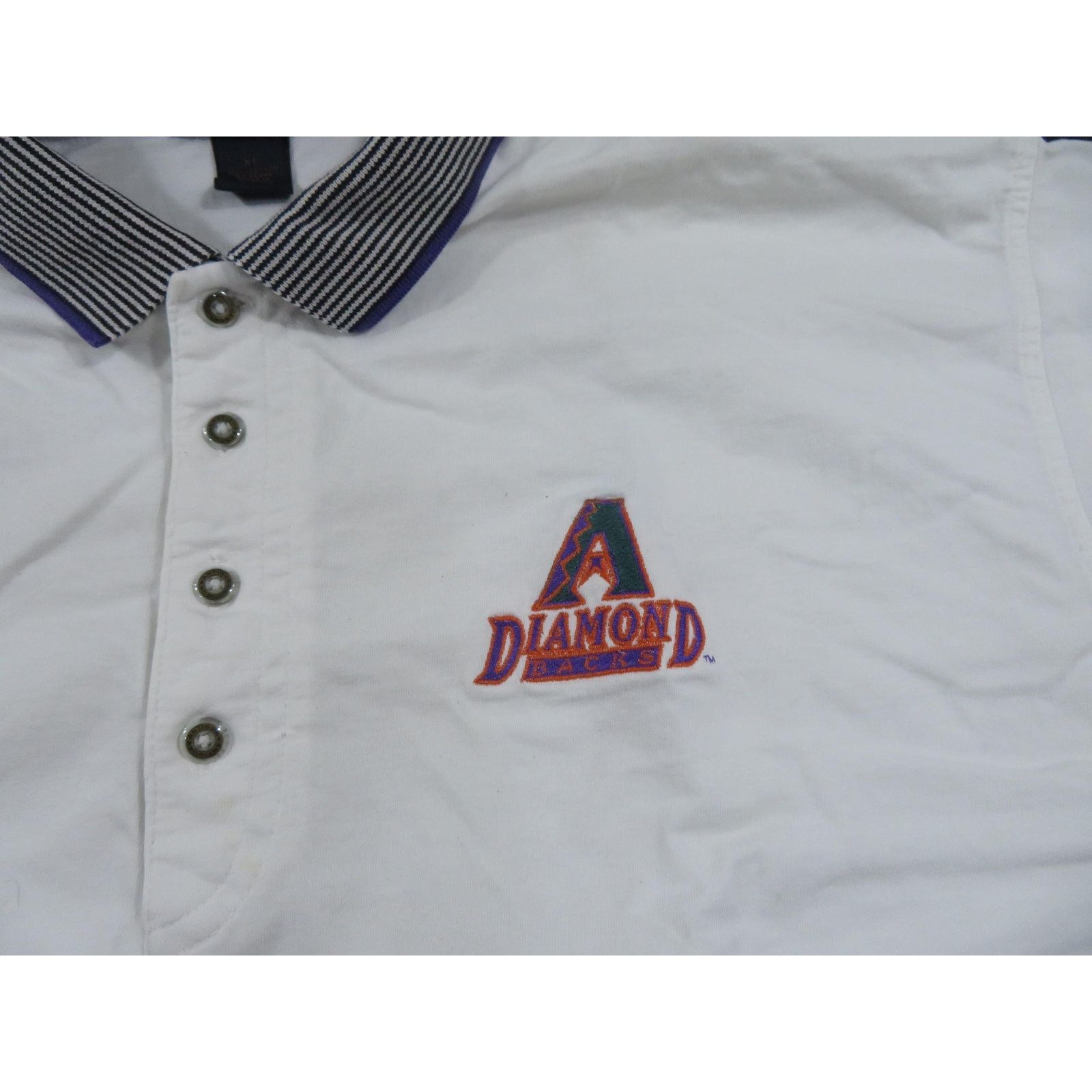 Antigua Diamondbacks Polo Shirt White Purple Teal Antigua XL 1990s Size US XL / EU 56 / 4 - 4 Thumbnail