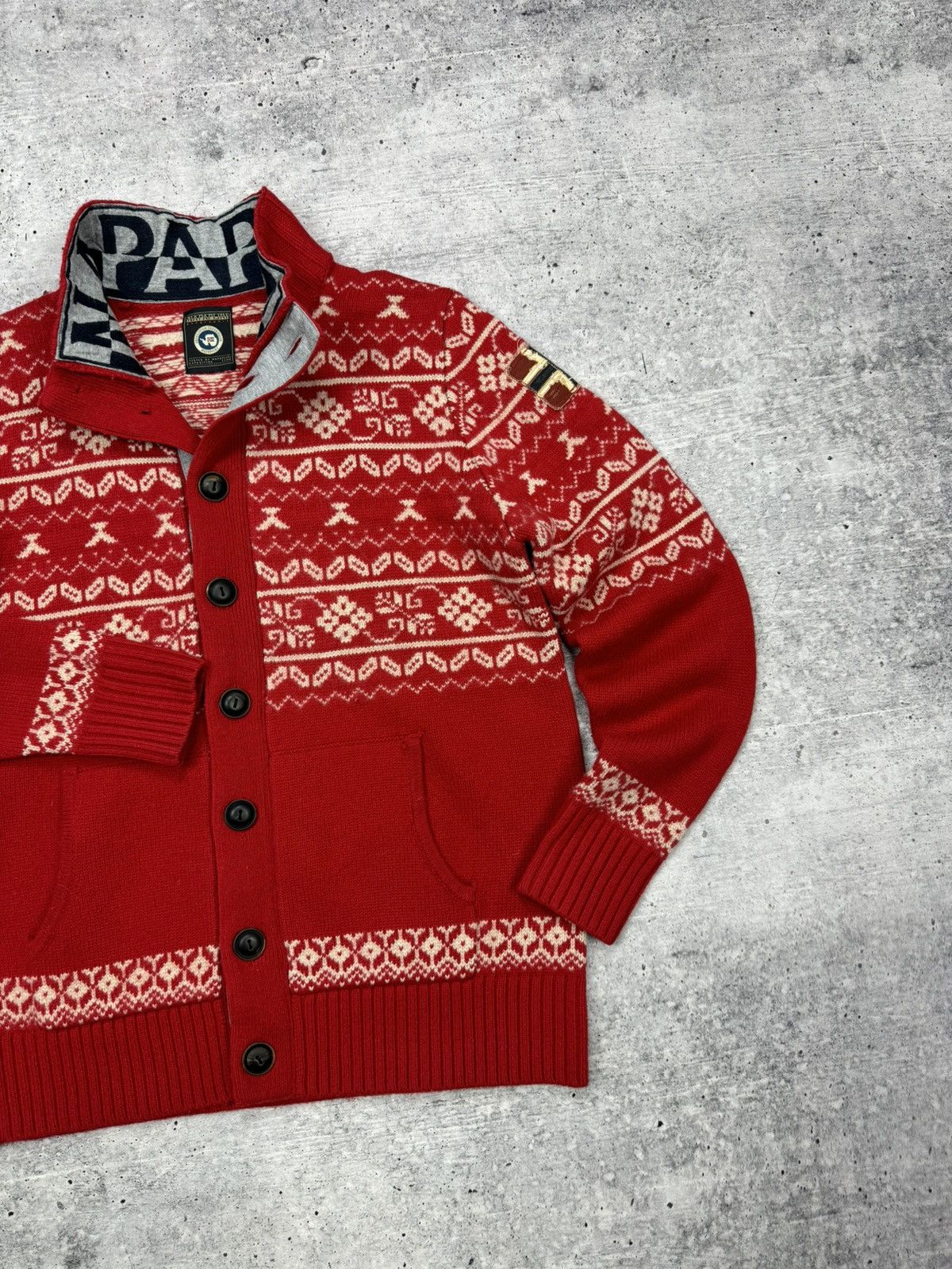 Napapijri × Vintage Vintage Napapijri 90’s Y2K Style Big Logo Rare Wool Sweater Size US L / EU 52-54 / 3 - 3 Thumbnail
