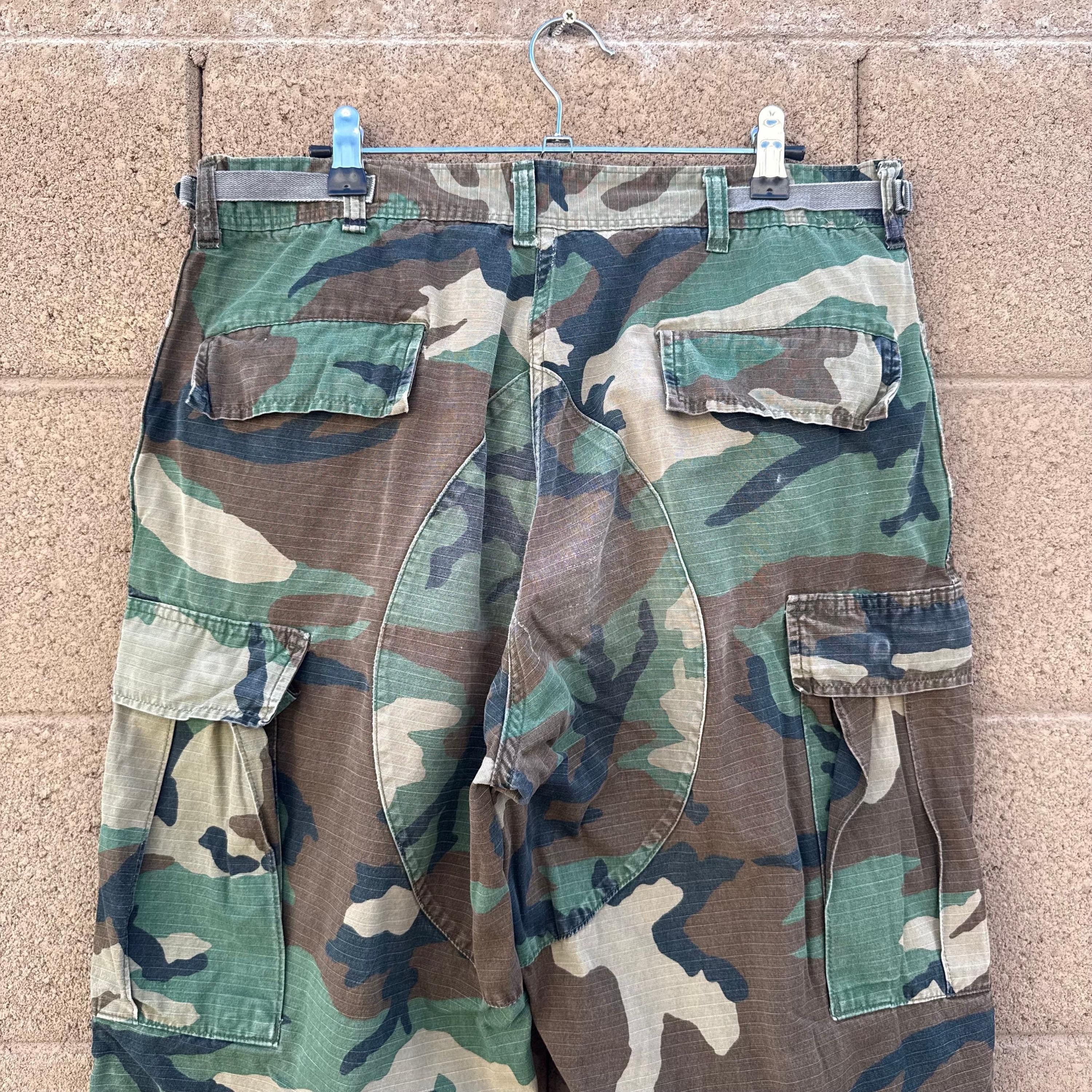 Vintage 80's US Military Woodland Camo Ripstop Cargo Pants Size US 33 - 7 Thumbnail
