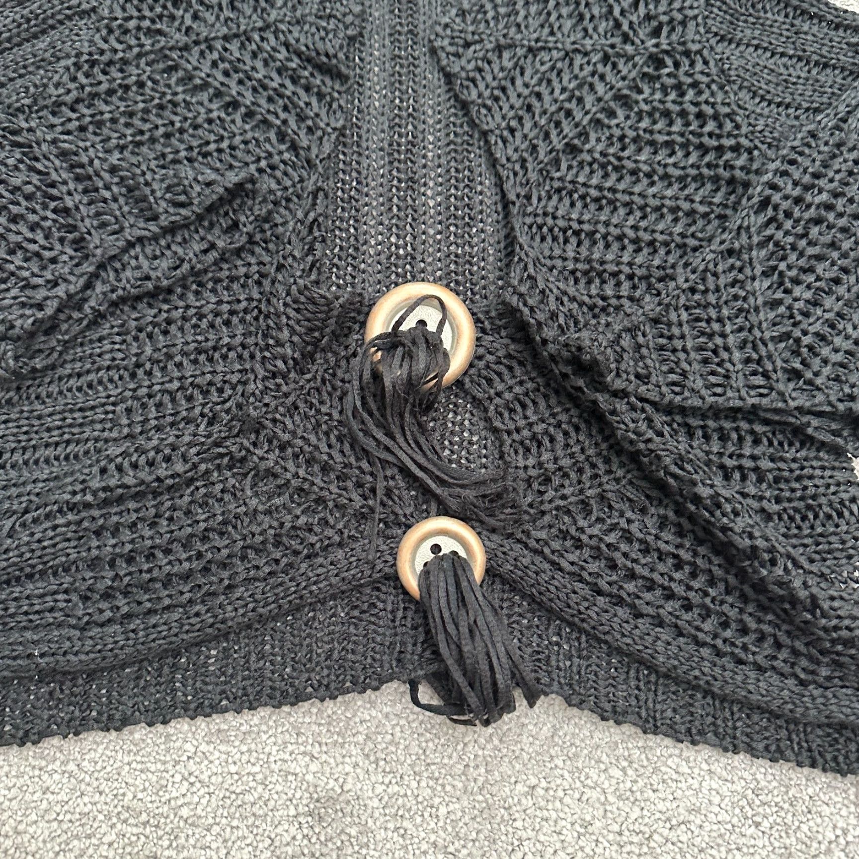 Vintage Madrasse Cardigan Sweater Women S Black Acrylic Casual Travel France Knit Open-Knit Button Sleeve Long Woolless? Size S / US 4 / IT 40 - 2 Thumbnail