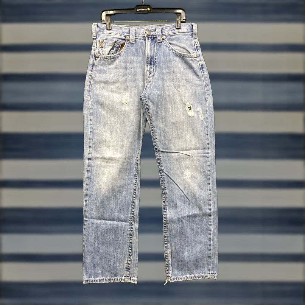 Denime Twenty X Jeans Mens 36x33 Blue Distressed Straight Leg Denim Size US 36 / EU 52 - 1 Thumbnail
