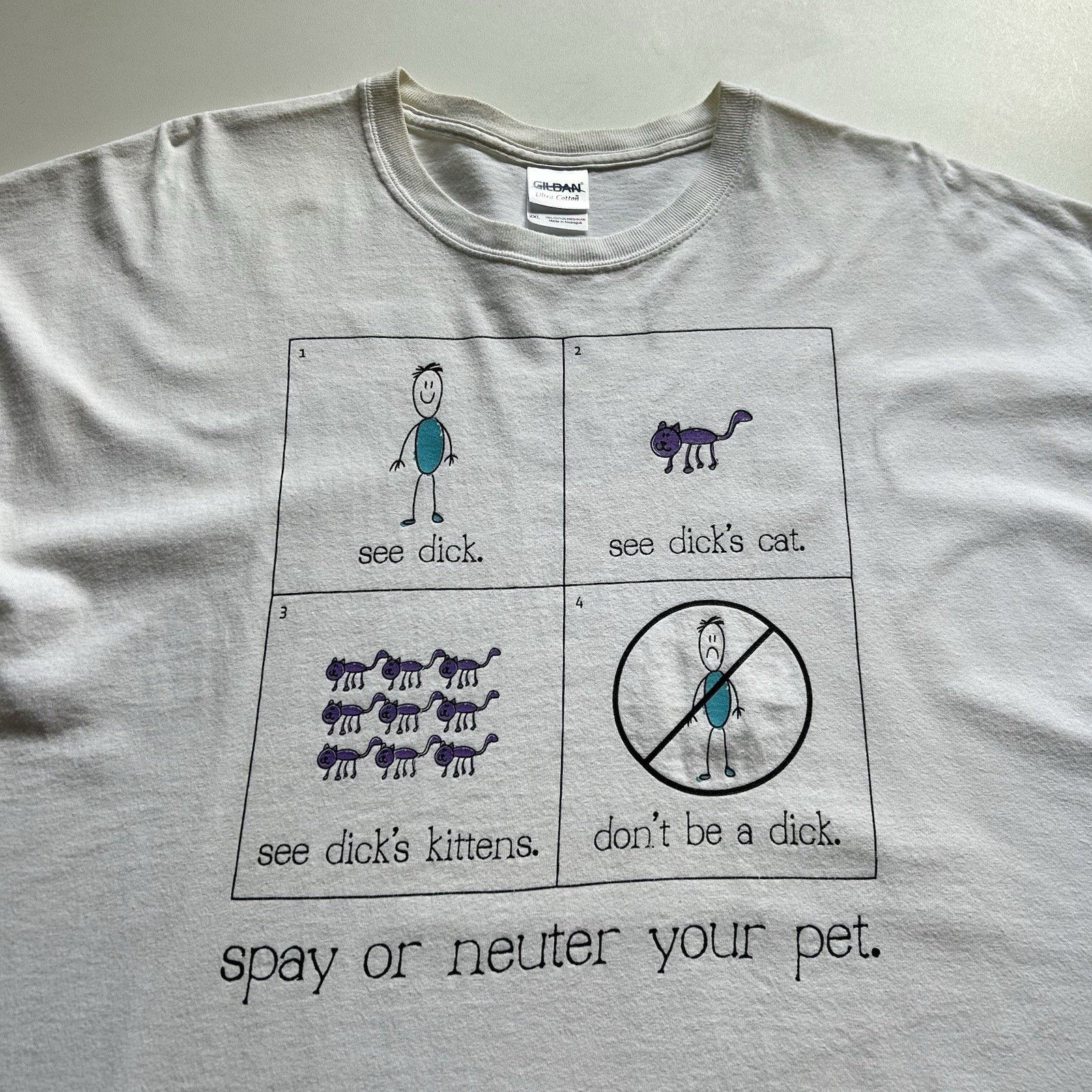 Gildan × Vintage Vintage Cat T Shirt XXL Funny Don't Be A Dick Novelty Rare Size US XXL / EU 58 / 5 - 2 Thumbnail