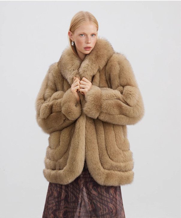 Other Olive Brown Fox Fur Coat Size L / US 10 / IT 46 - 4 Thumbnail