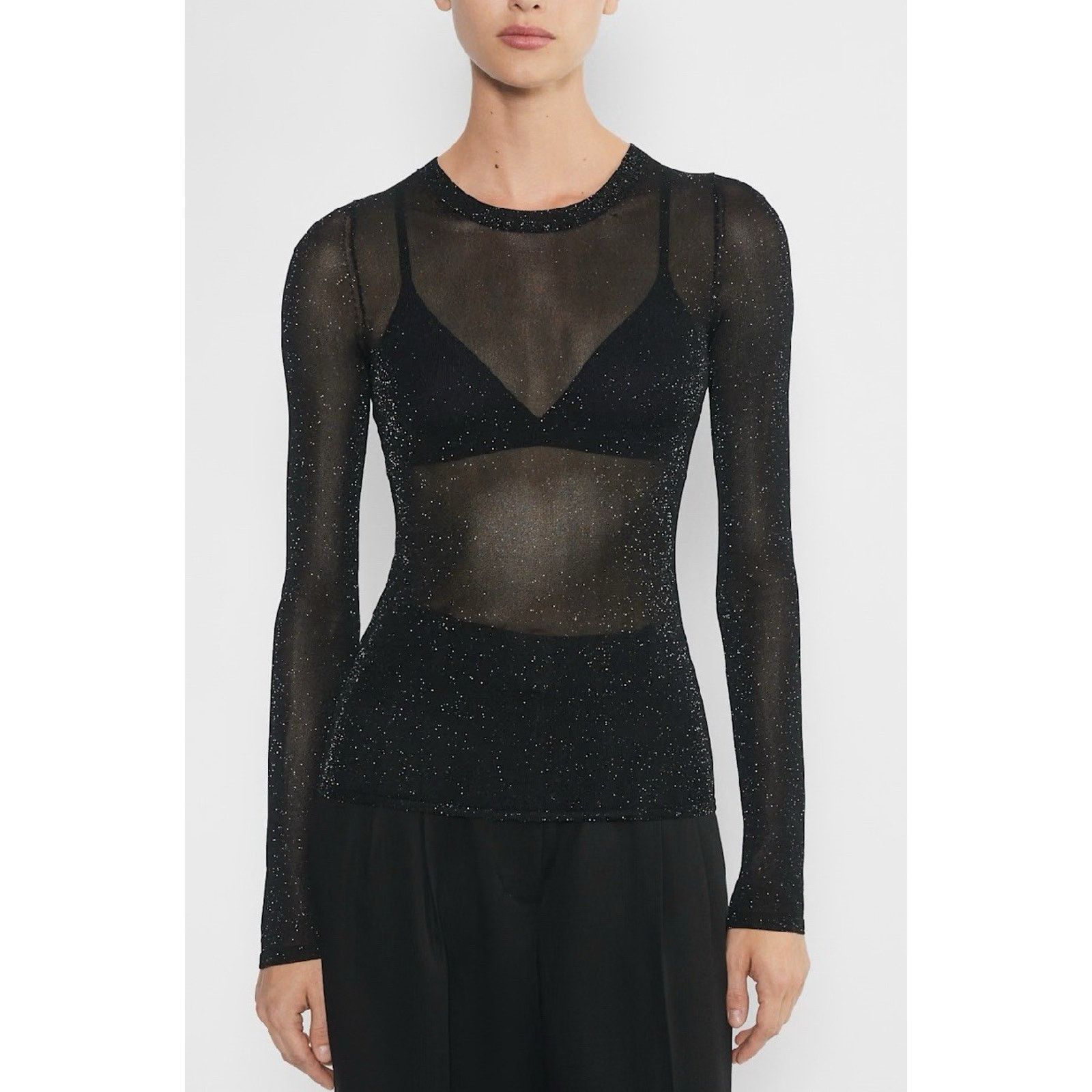 Aritzia Aritzia Wilfred Crew Neck Glitter Mesh Top Size M A001695 Size M / US 6-8 / IT 42-44 - 3 Thumbnail