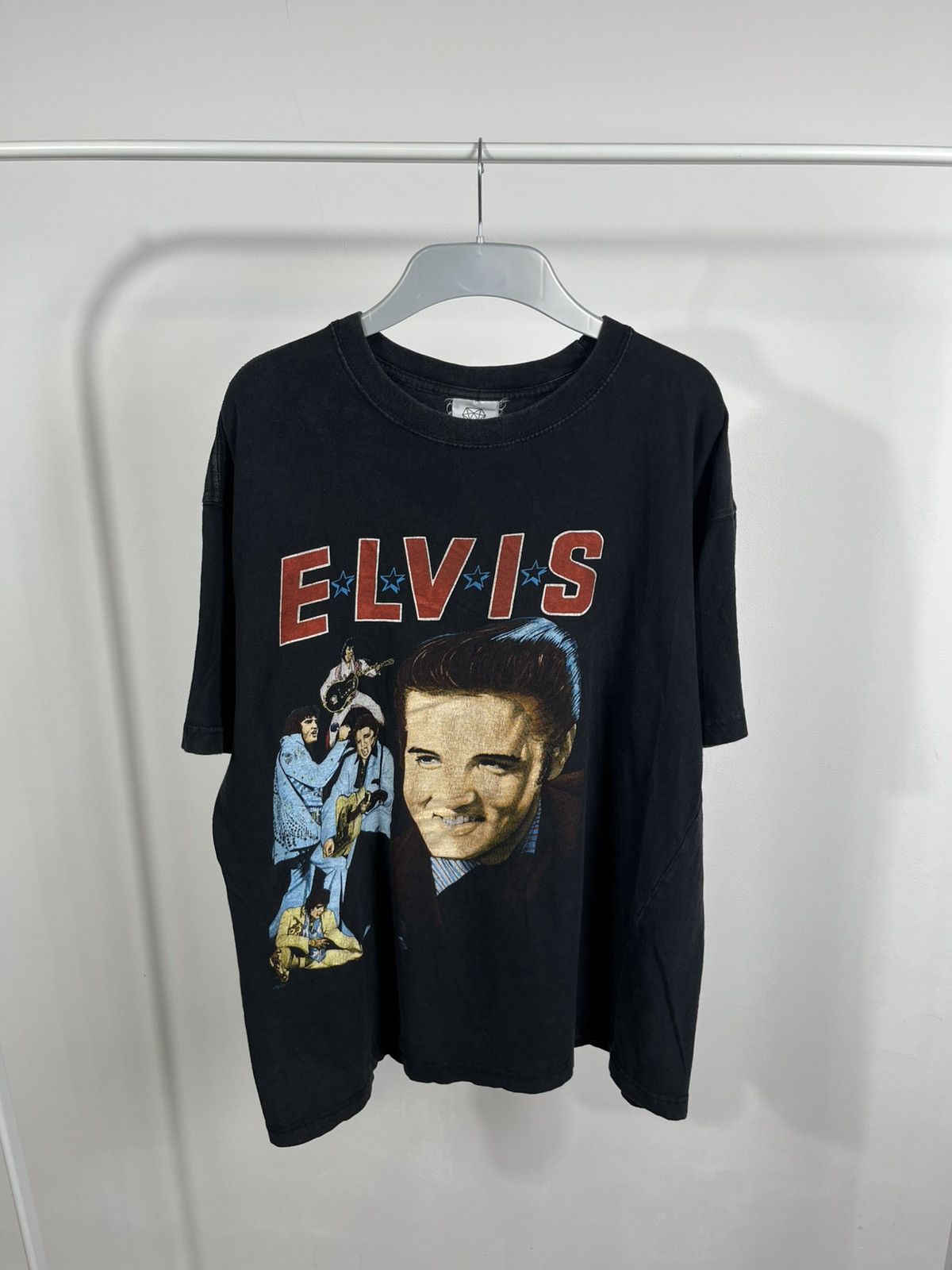 Band Tees × Vintage Vintage Elvis Presley Graphic T-Shirt Black Oversized Tee Size US XL / EU 56 / 4 - 1 Thumbnail