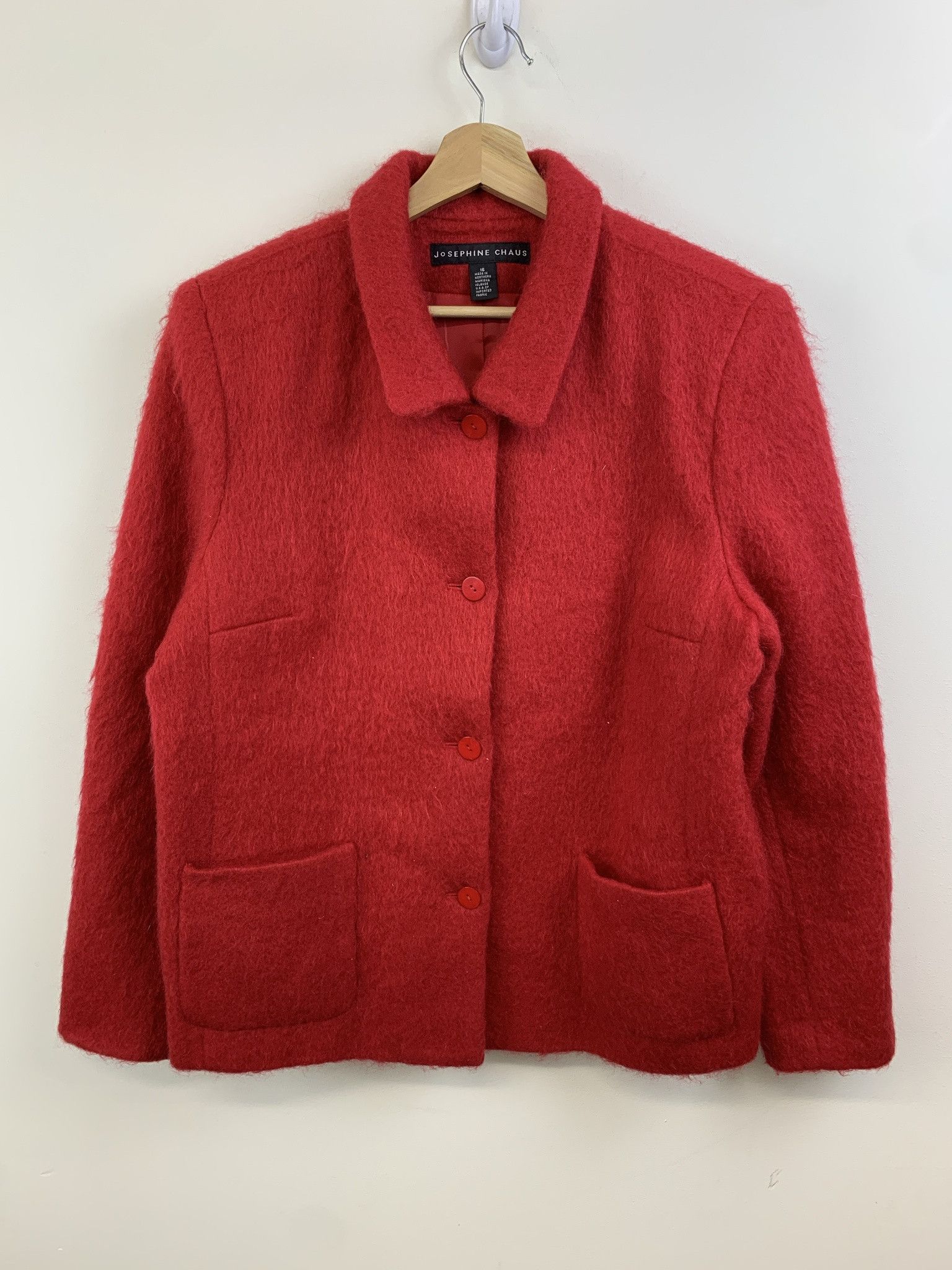 Vintage Vintage 1990s Red Mohair Wool Jacket Size S Size US S / EU 44-46 / 1 - 1 Thumbnail