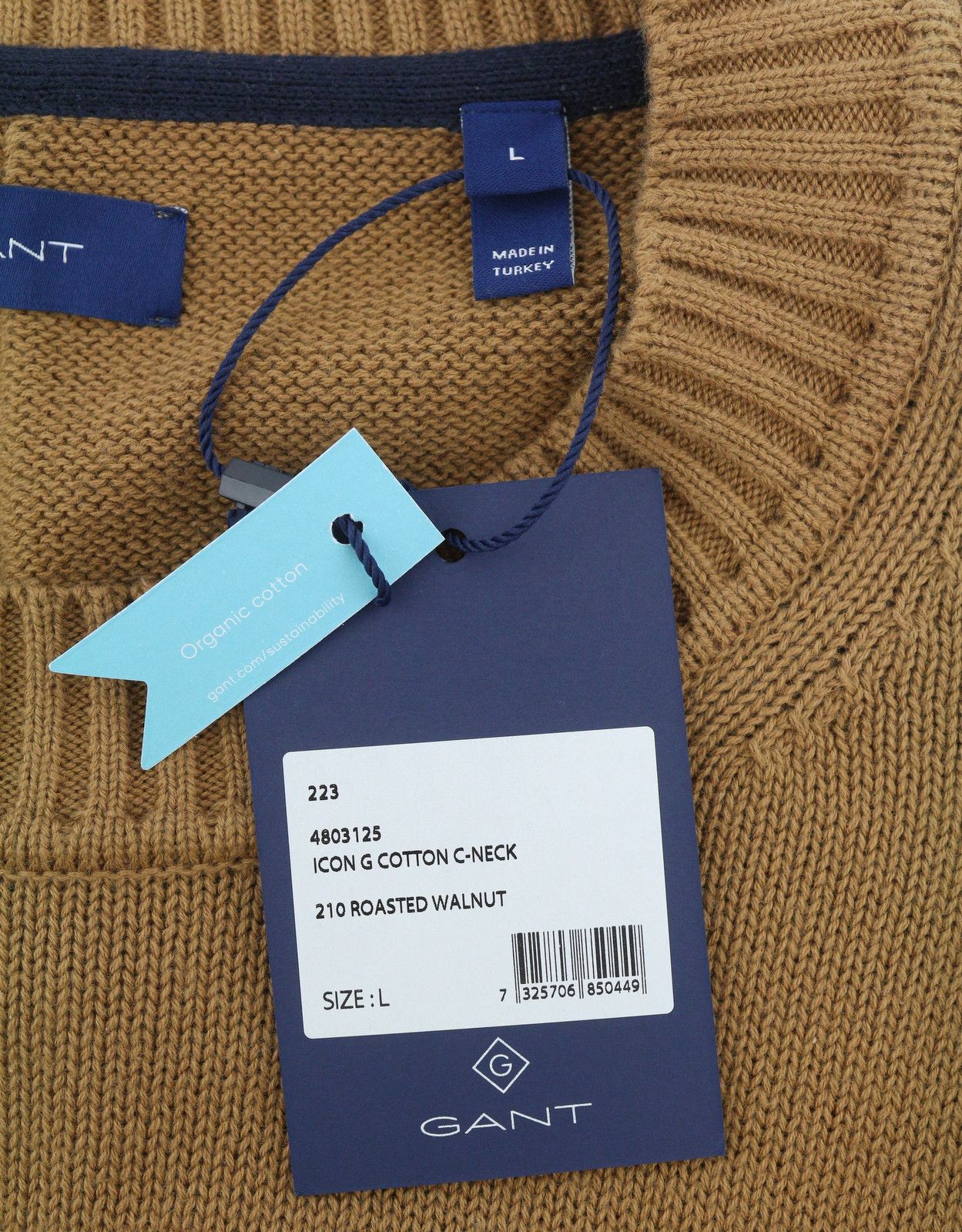 Gant ICON G COTTON C-NECK L Roasted Walnut Knit 88077 Size L / US 10 / IT 46 - 7 Thumbnail