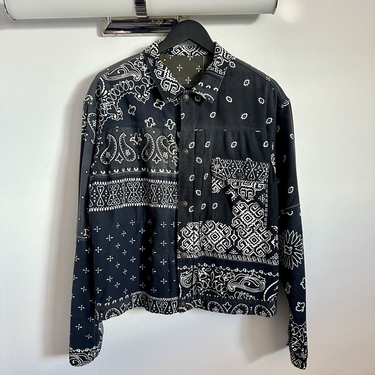 ジャケット・アウター KAPITAL BANDANA REVERSIBLE 1st JACKET Kapital Flannel Reversible Bandana 1st Jacket, Khaki/Orange