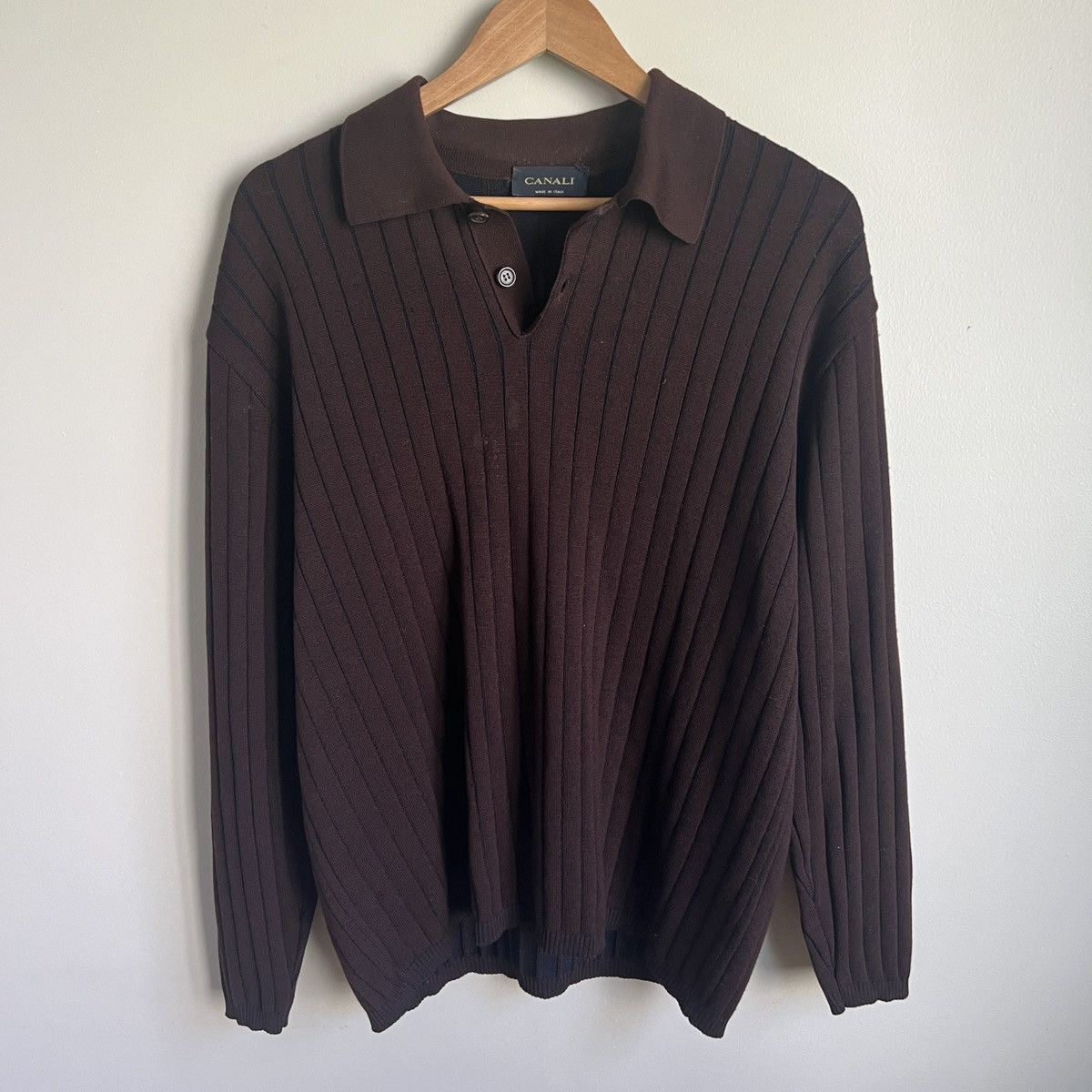 Canali CANALI Extra Fine Merino Wool Polo Sweater Size US L / EU 52-54 / 3 - 1 Thumbnail