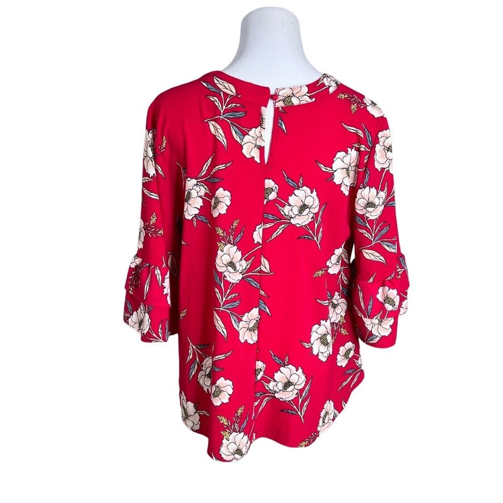 Other URBAN Romantics Red Floral Swing Blouse LARGE NWOT Romance Size L / US 10 / IT 46 - 4 Thumbnail