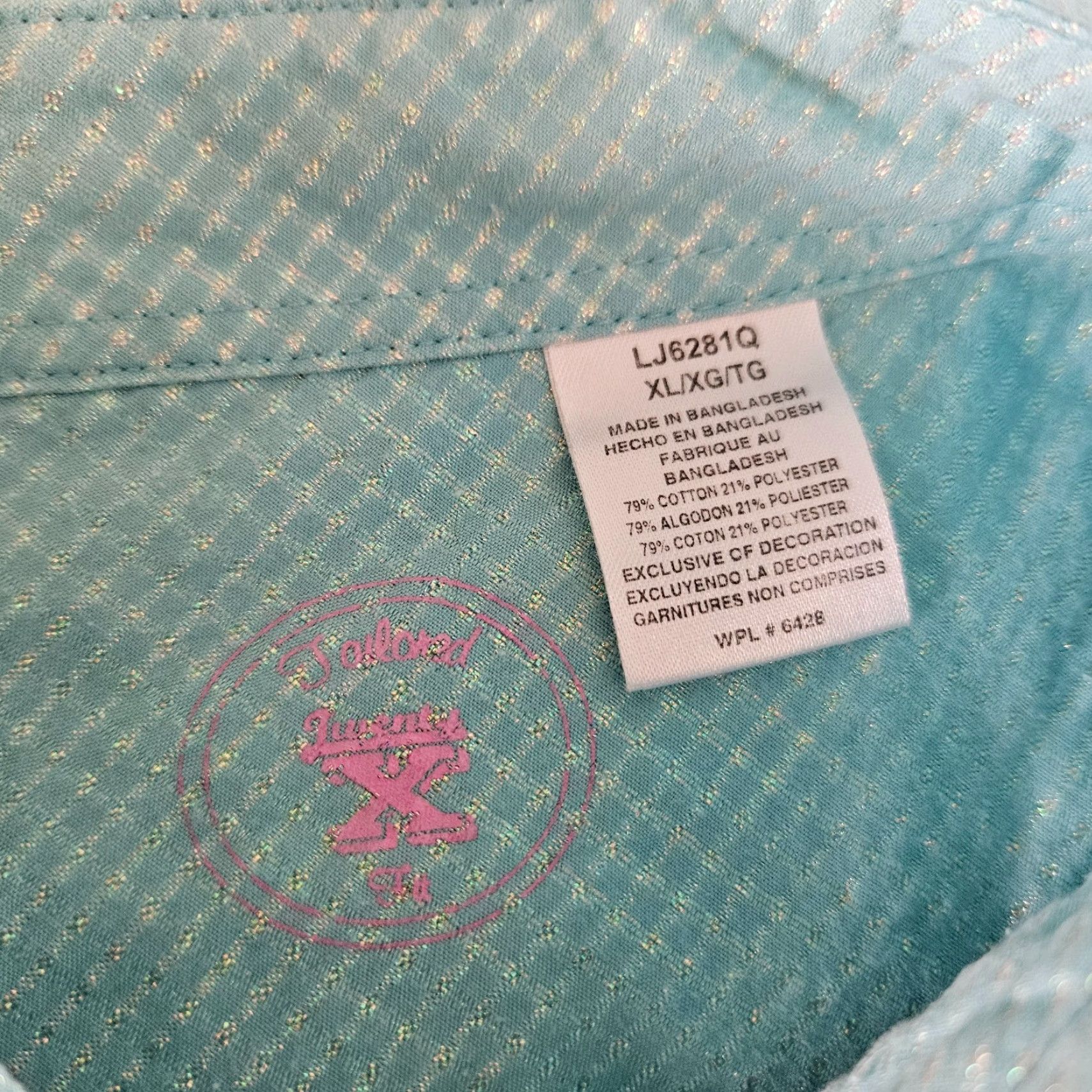 Vintage Twenty X Womens Pearl Snap Shirt XL Blue Long Sleeve Cotton Blend Shirt XS? Wait. Size XL / US 12-14 / IT 48-50 - 5 Thumbnail