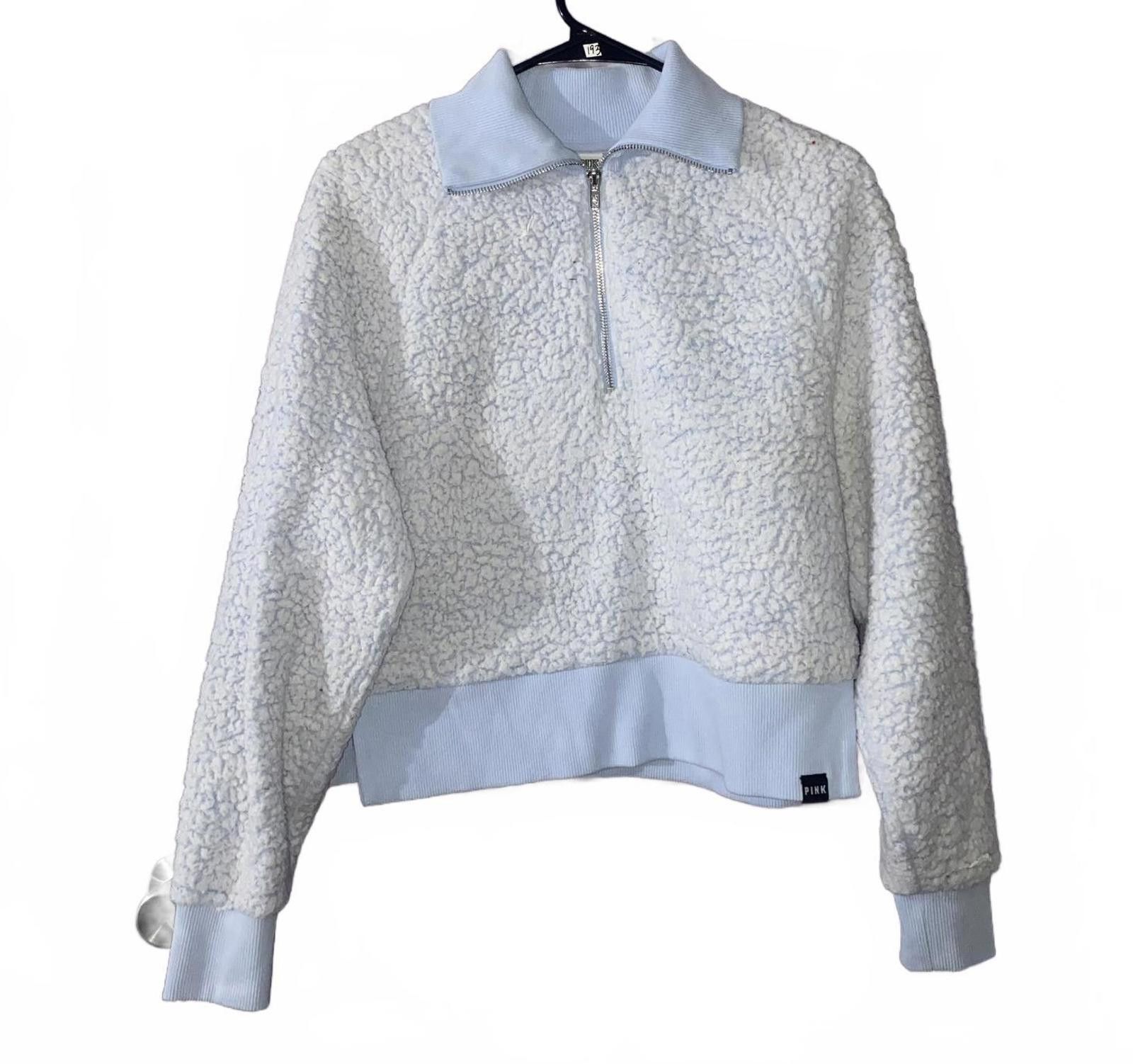 Designer Victoria’s Secret PINK Sherpa Quarter-Zip Pullover S Blue Size S / US 4 / IT 40 - 1 Thumbnail