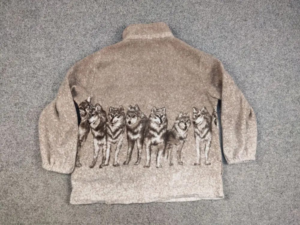 Japanese Brand Vintage 90's Fleece Zip Jacket Supreme Art Brown Wolf Hype Size US M / EU 48-50 / 2 - 6 Thumbnail