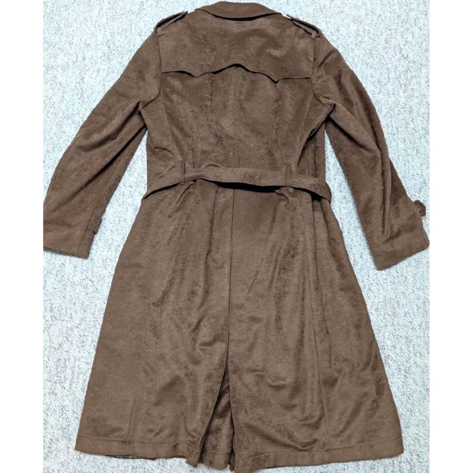 Velvet VINTAGE John Weitz Trench Coat - velvet belted brown 40L - long overcoat - Mens Size US S / EU 44-46 / 1 - 3 Thumbnail