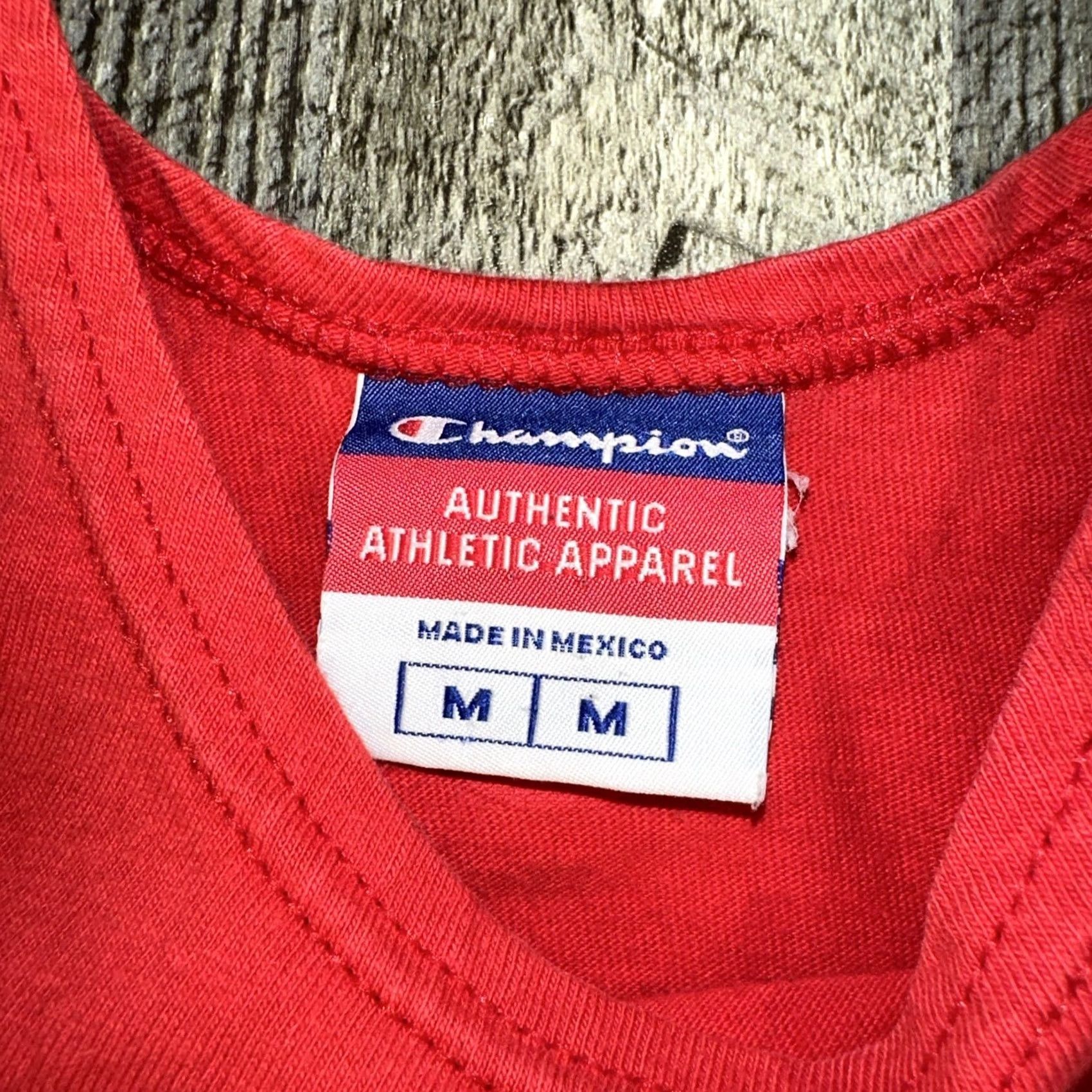 Champion VINTAGE Champion Tank Top Men M Red Script Logo 90s Regular Short Sleeve? Size US M / EU 48-50 / 2 - 5 Thumbnail