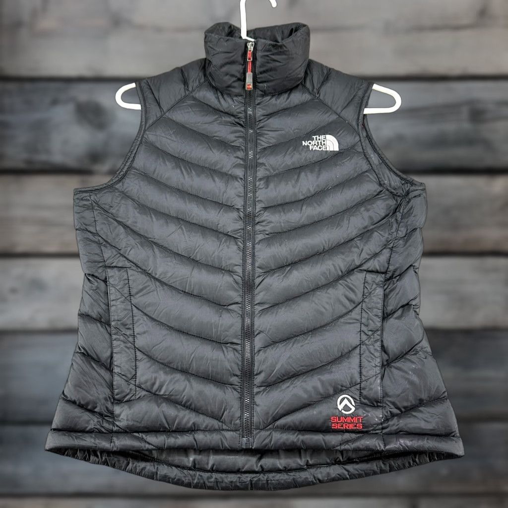 Vintage The North Face Vest Womens Small Black Puffer Quilted Summit Series Full Zip Nylon