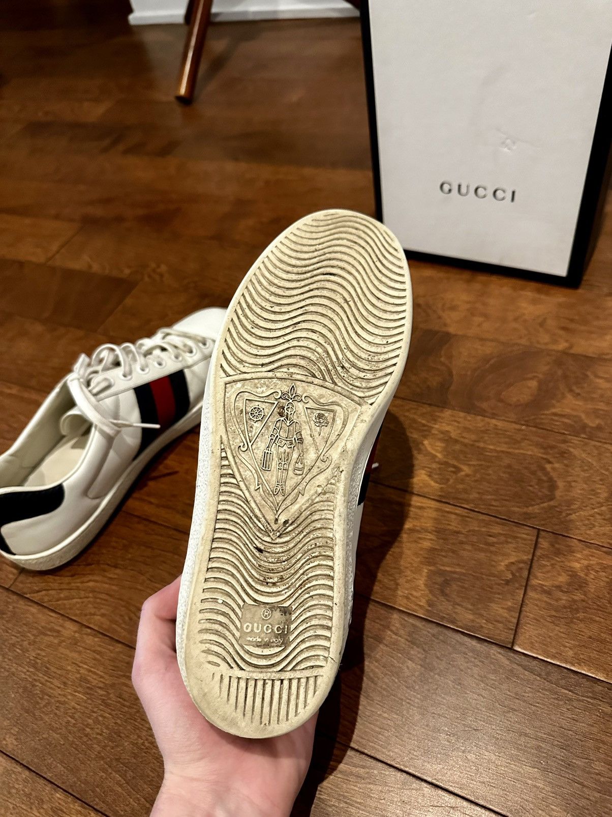 Gucci ACE GUCCI SNEAKERS FULL WHITE LEATHER WITH A TOUCH OF BLUE Size US 9 / EU 42 - 5 Thumbnail
