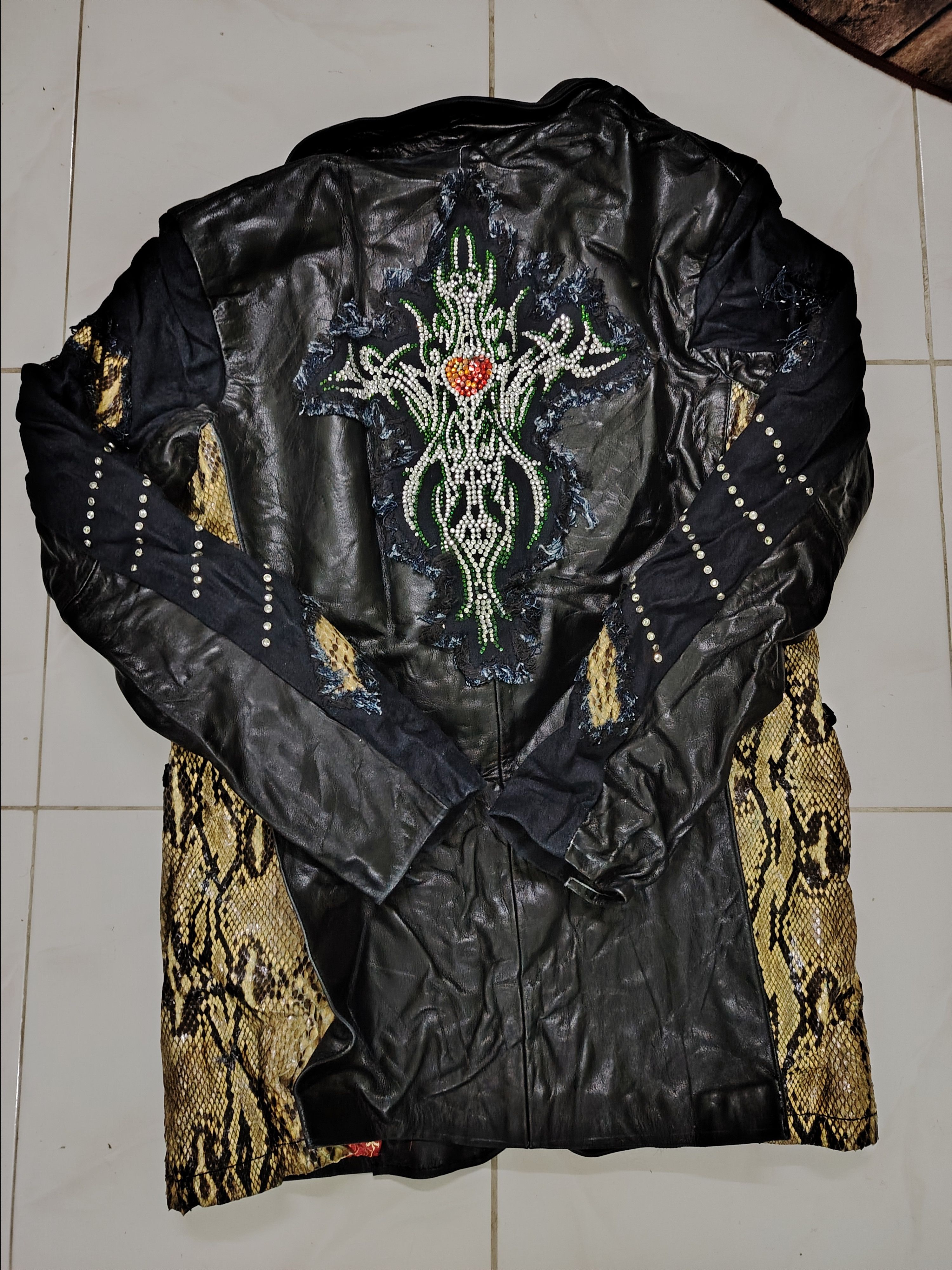 Japanese Brand Handmade Phyton Leather Jacket by EijiKyoto like ChromeHeart Size US M / EU 48-50 / 2 - 12 Thumbnail