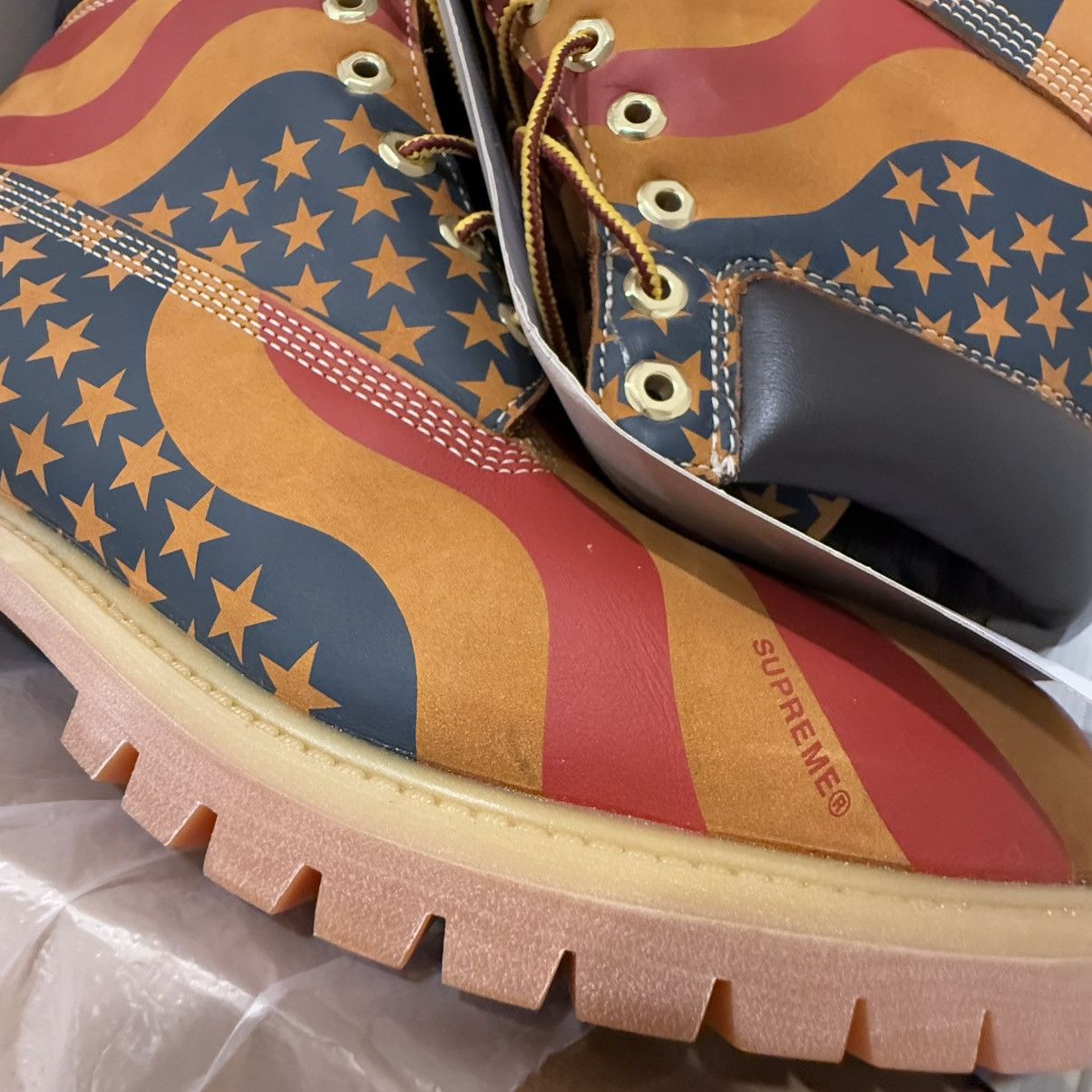 Supreme × Timberland Timberland 6" Boot Supreme Stars & Stripes Wheat Men’s Sz 13 Size US 13 / EU 46 - 12 Thumbnail